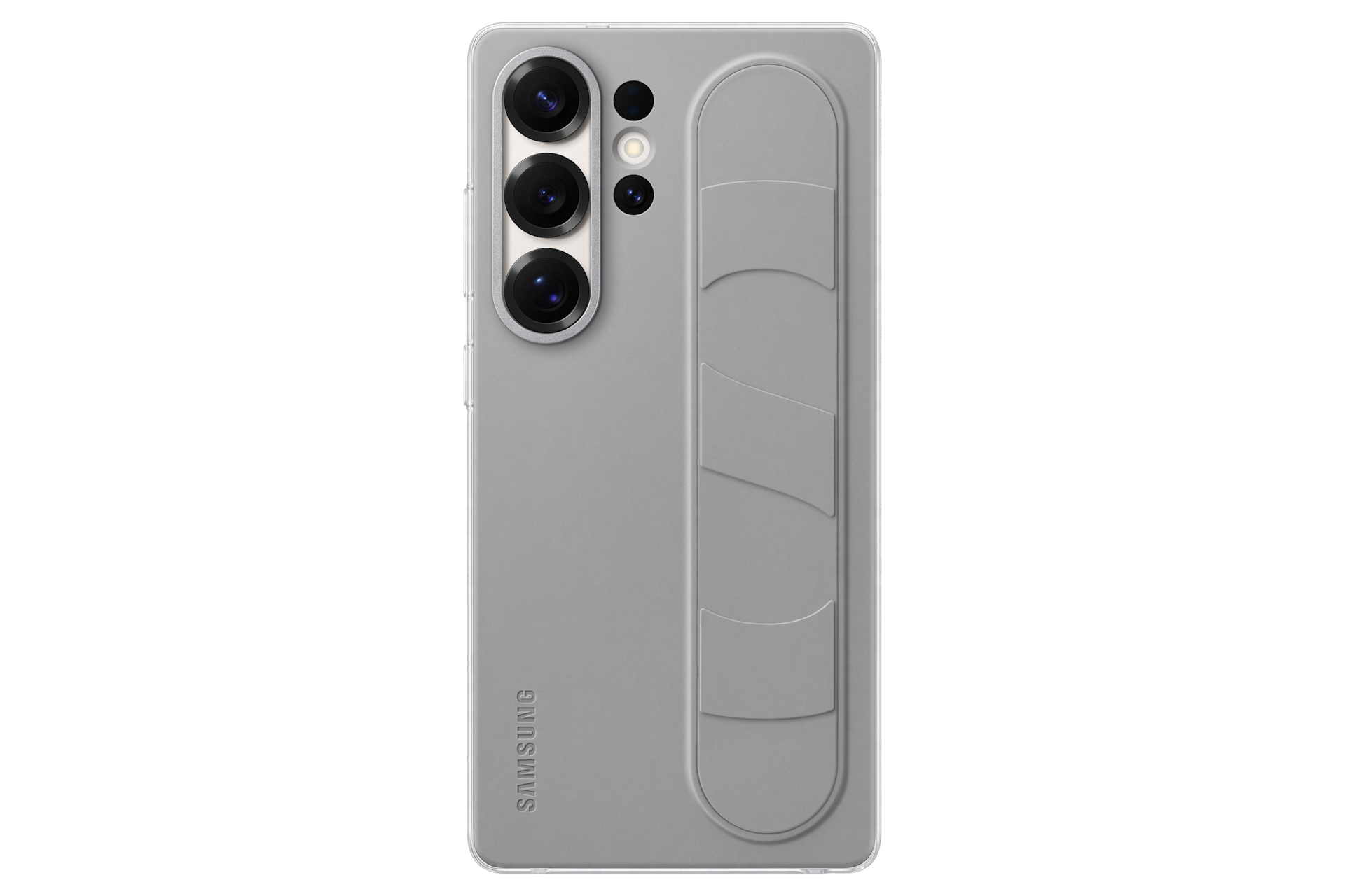 갤럭시 S25 Ultra 스탠딩 그립 케이스 (그레이) 기기를 장착한 후면 이미지