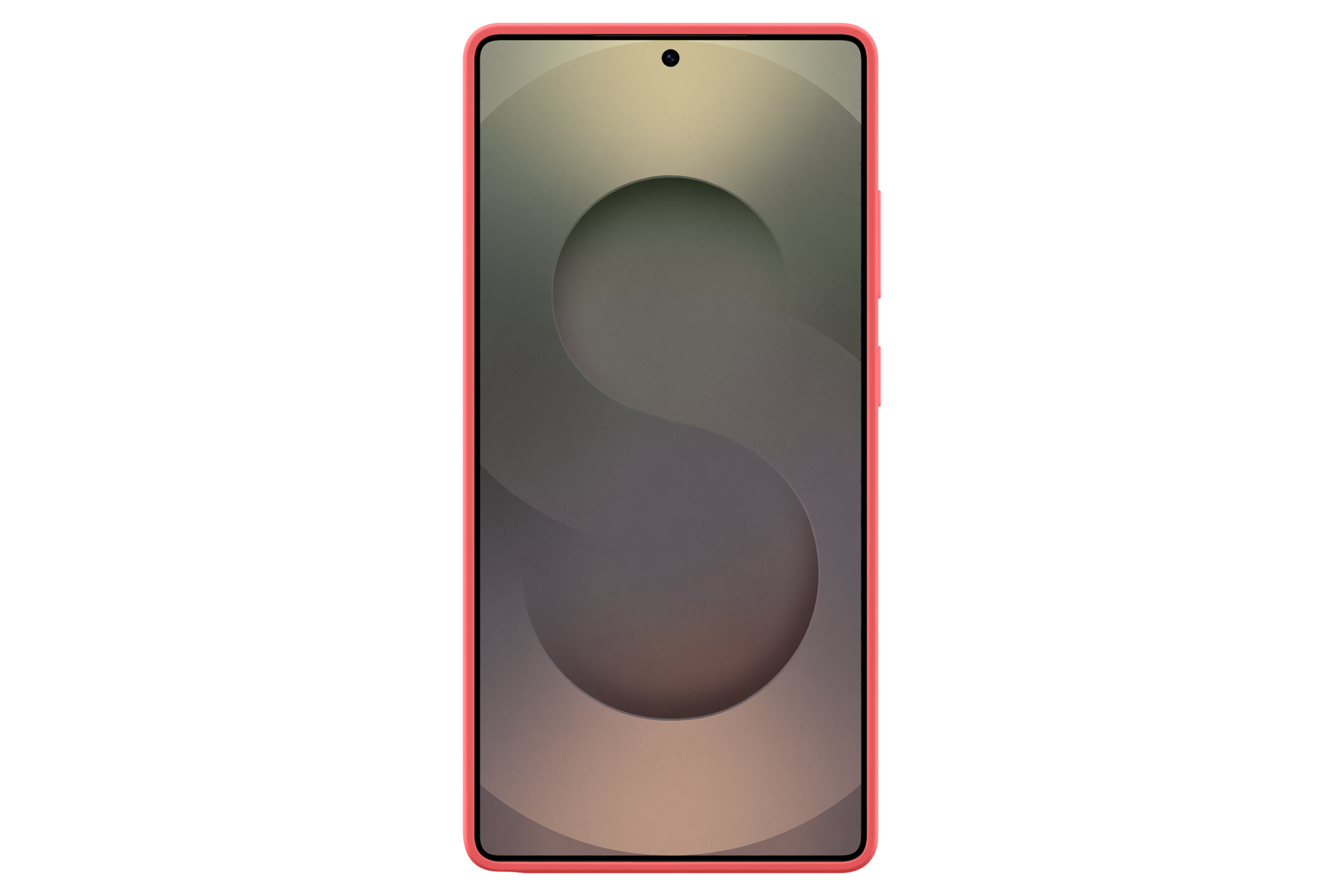 갤럭시 S25 Ultra 실리콘 케이스 (레드) 기기를 장착한 정면 이미지