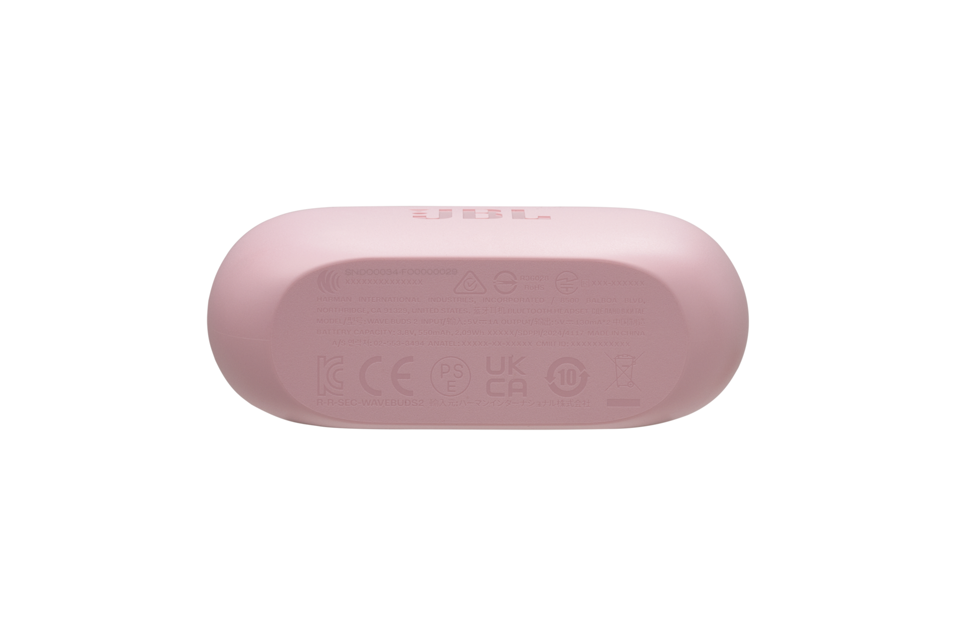 JBL WAVE BUDS 2 액티브 노이즈 캔슬링 무선 이어폰 핑크 하단