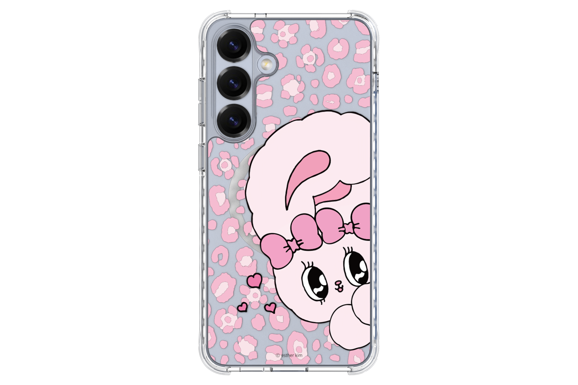 갤럭시 S25+ 에스더버니 버라이어티 마그넷 케이스 (투명) 기기를 장착한 후면 이미지