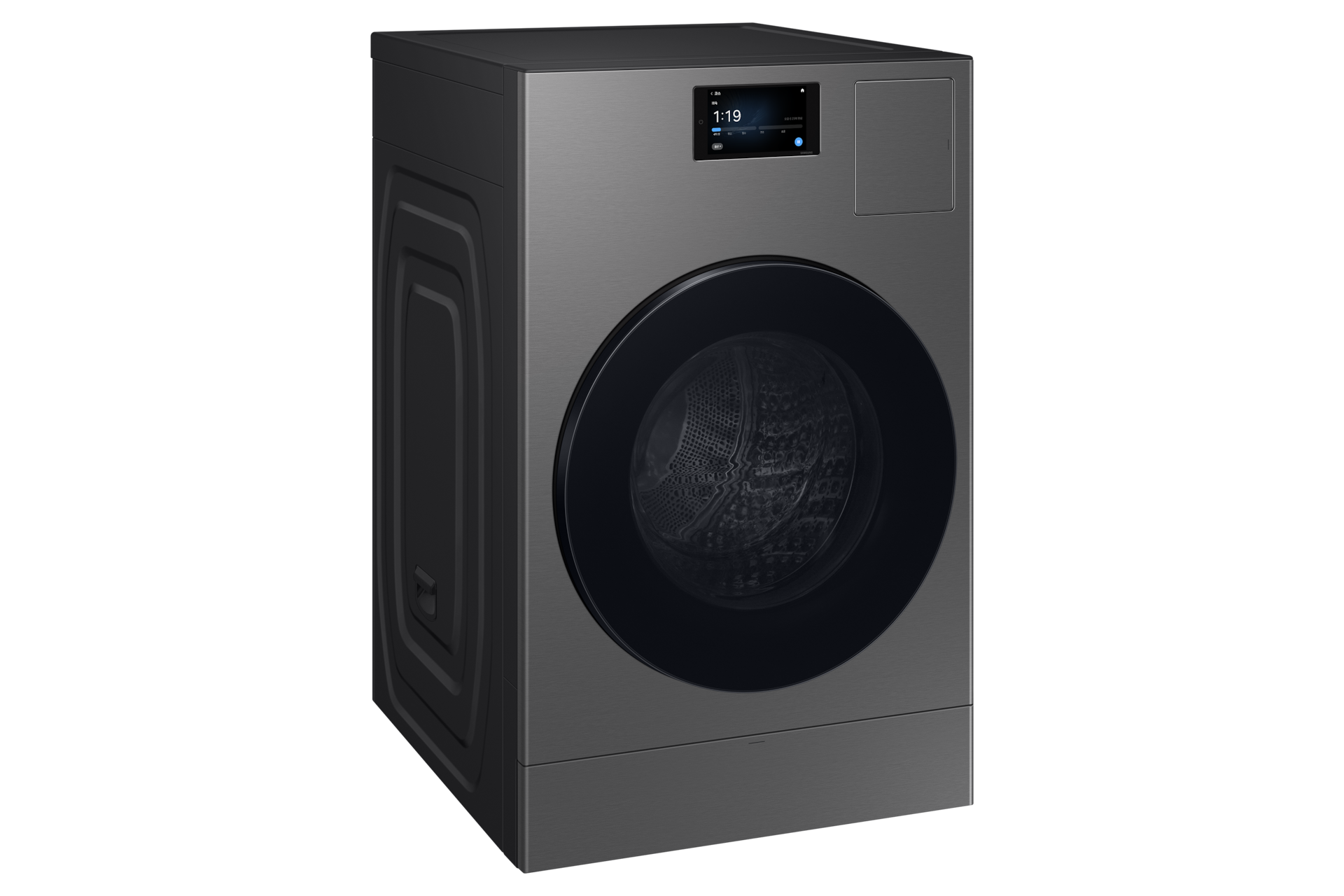 Bespoke AI 콤보 25/18kg (177.8mm LCD)+수납함 다크스틸 콤보 좌측 30도