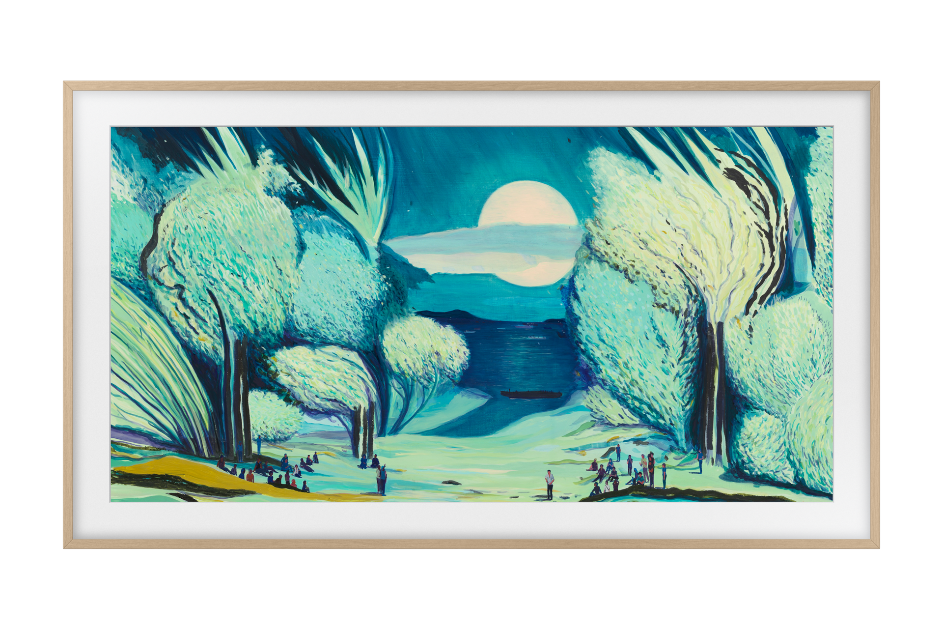 2025 The Frame (125cm) 플랫 티크 베젤 첫번째 이미지이며, 플랫 티크 베젤이 설치된 TV의 정면컷이 보입니다. 