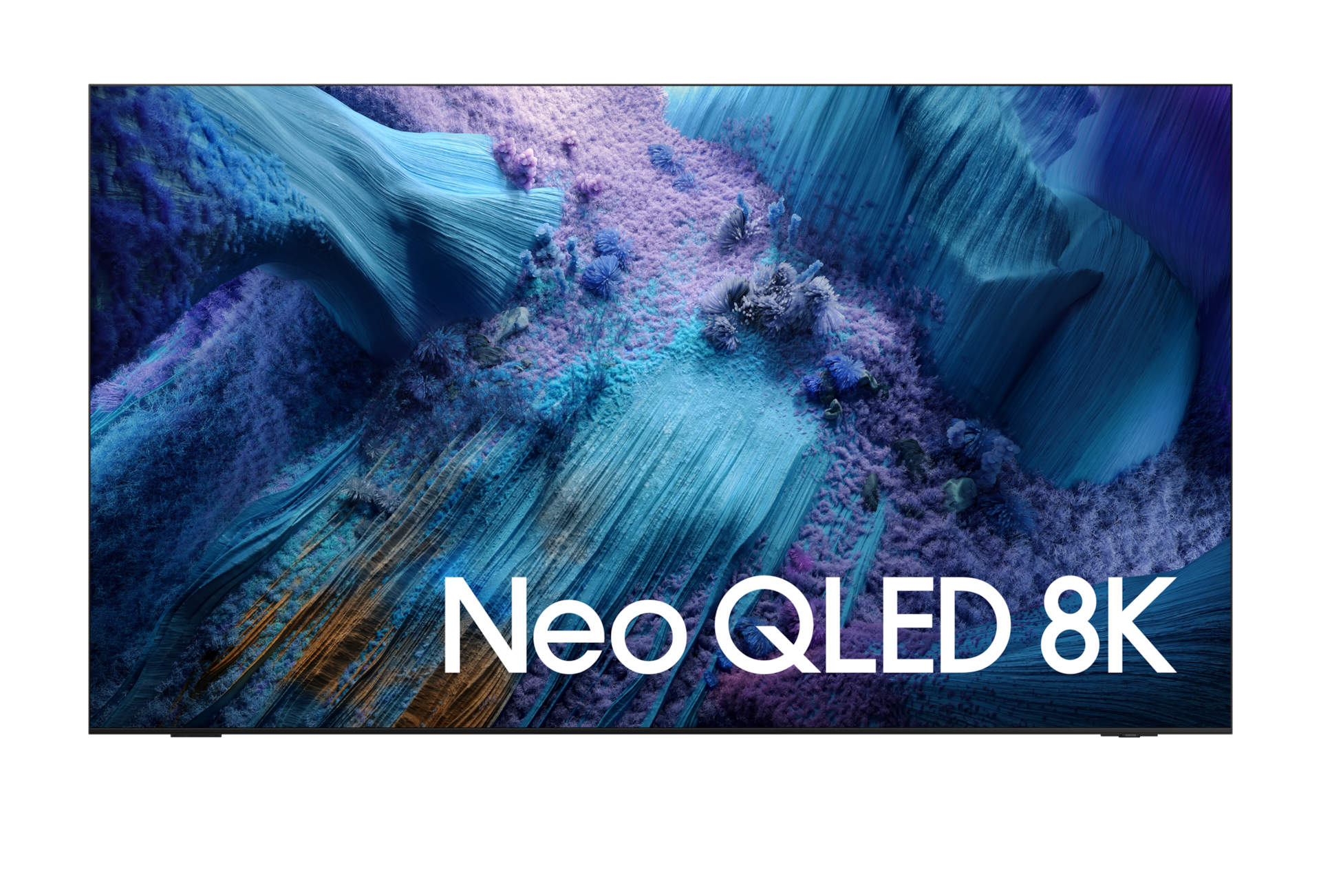 2025 Neo QLED 8K QNF990 (189cm) 풀 모션 슬림핏 벽걸이형 (솔라셀 리모트 포함) 두번째 이미지이며, TV의 정면컷이 보이고 있습니다. 