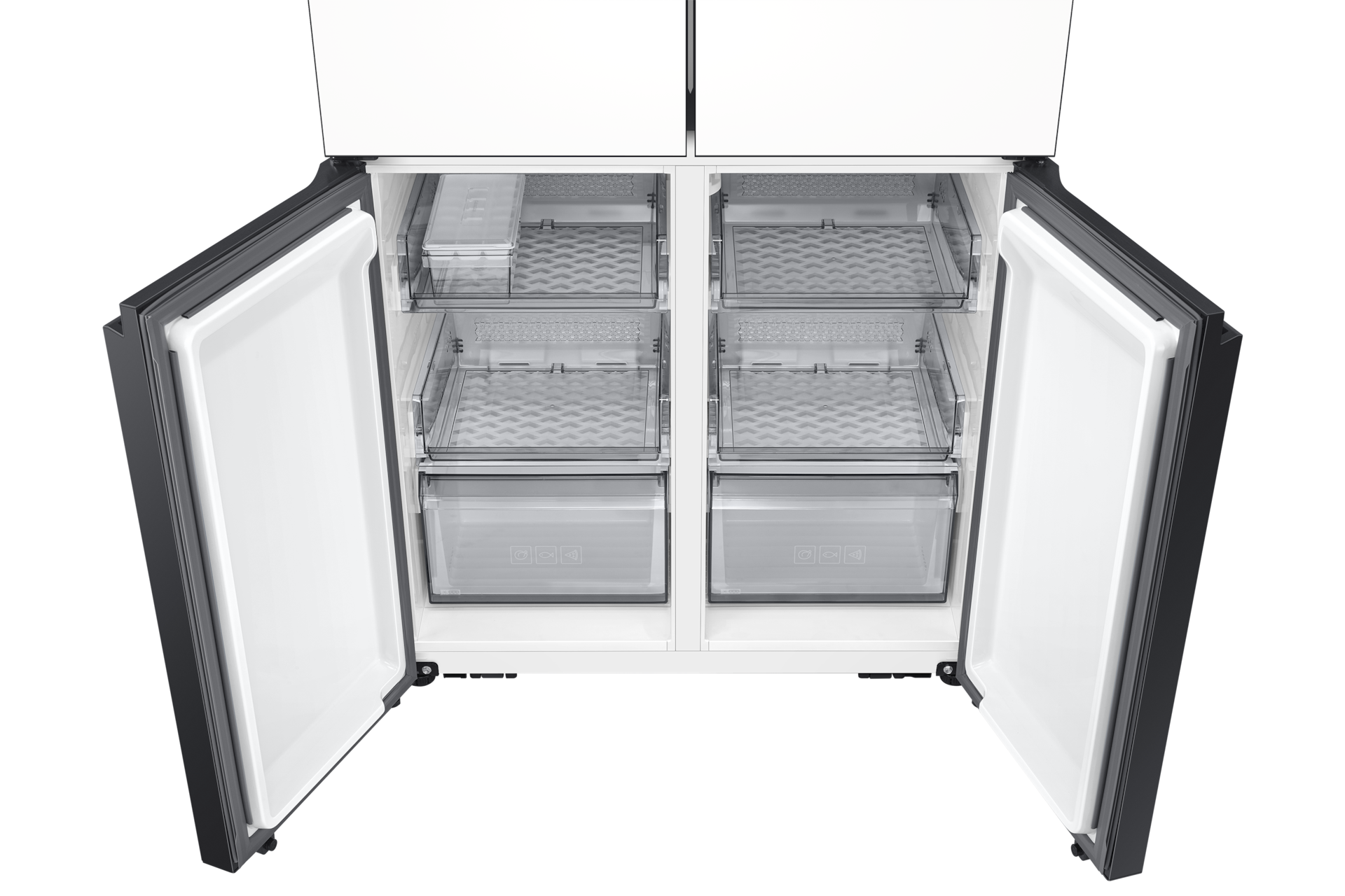 Bespoke AI 냉장고 4도어 키친핏 Max 640L 에센셜 화이트 하칸 도어 오픈