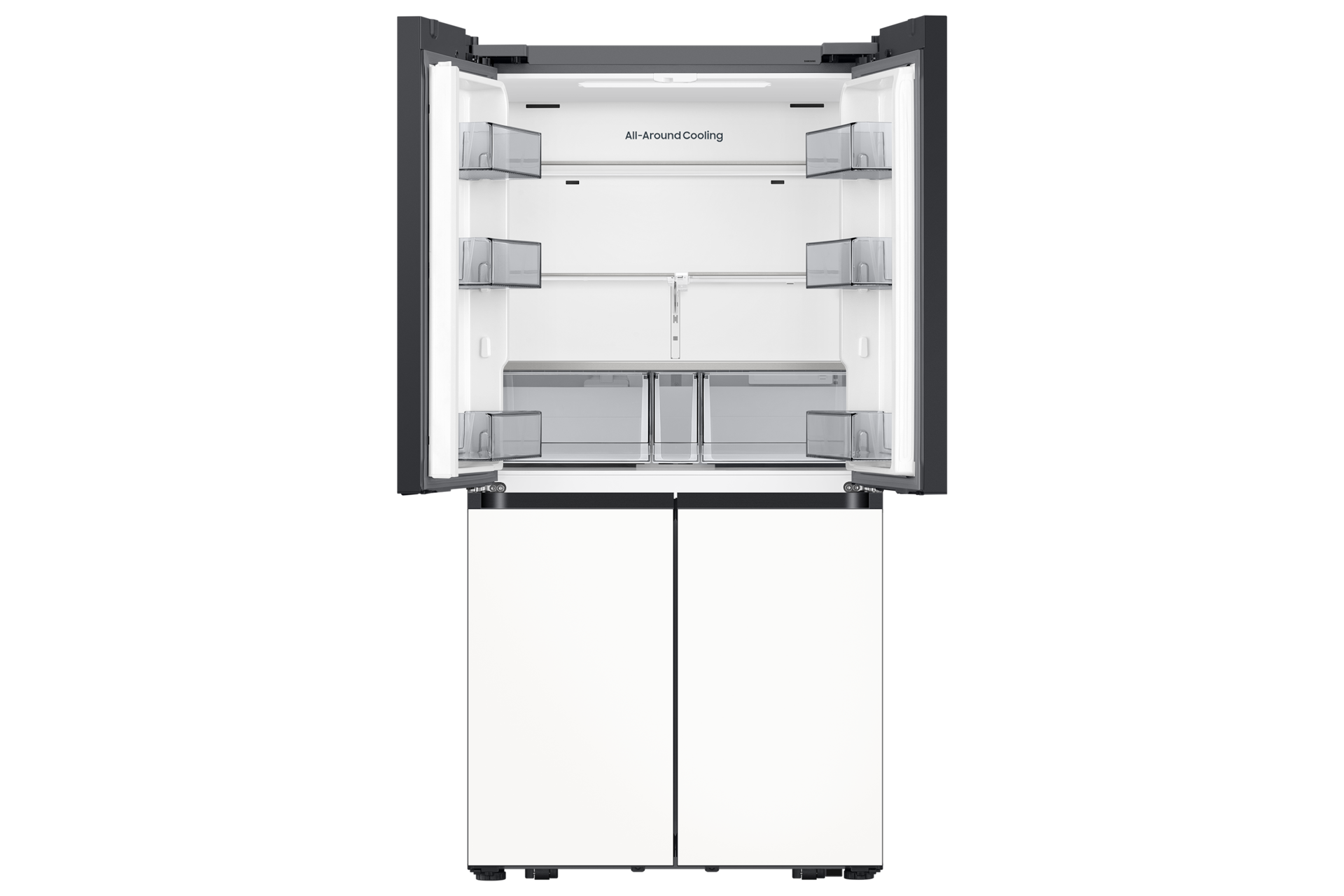 Bespoke AI 냉장고 4도어 키친핏 Max 640L 에센셜 화이트 상칸 도어 오픈