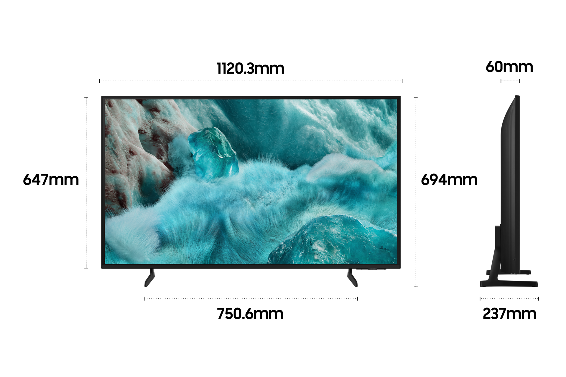 TV의 상세사이즈가 기재되어 있습니다.