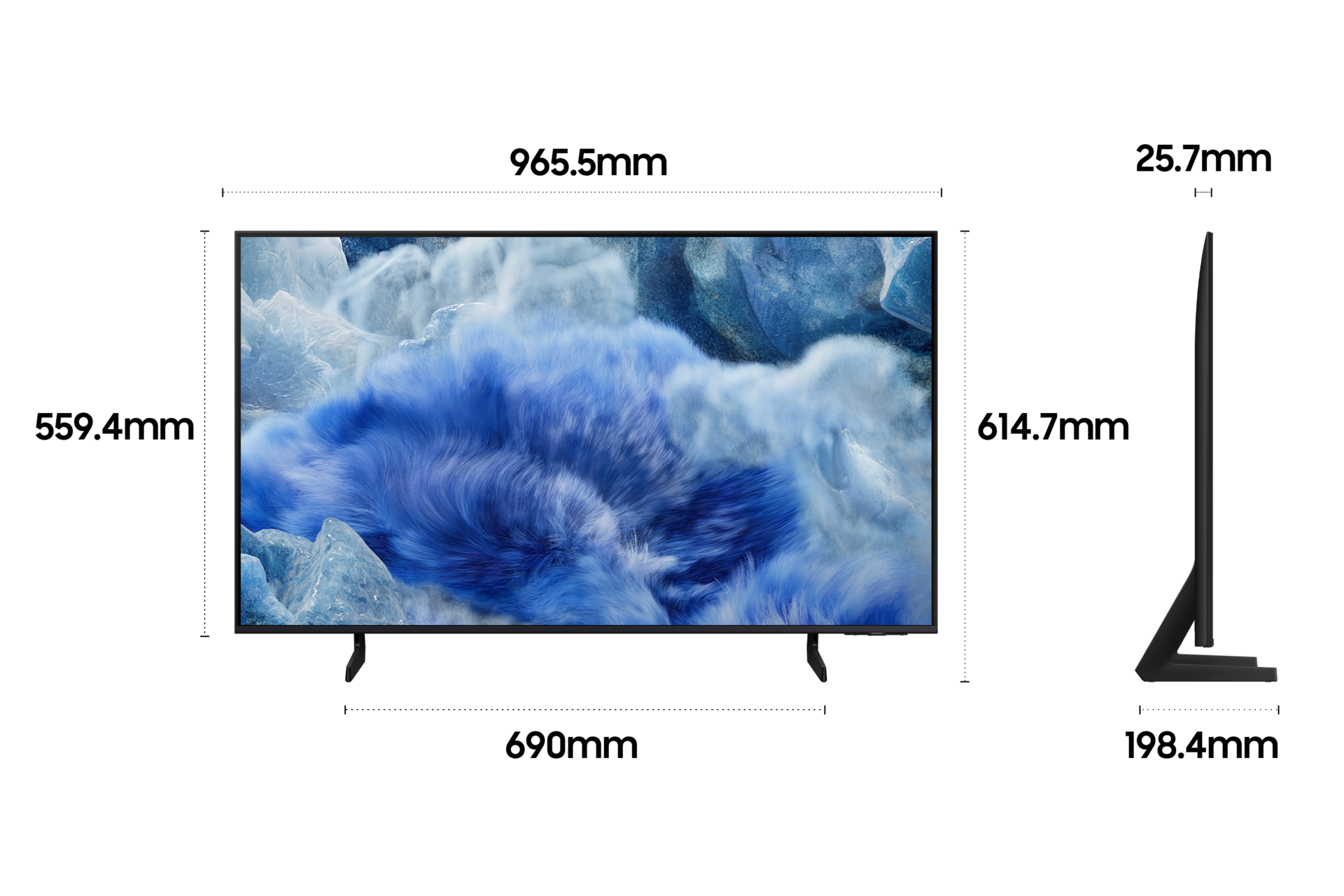 TV의 상세사이즈가 기재되어 있습니다.