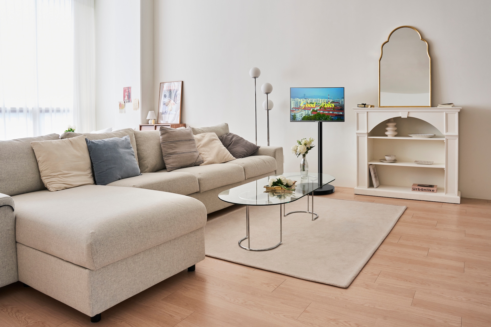 무빙 스탠드 블랙 (선반 거치대 포함) 인테리어컷