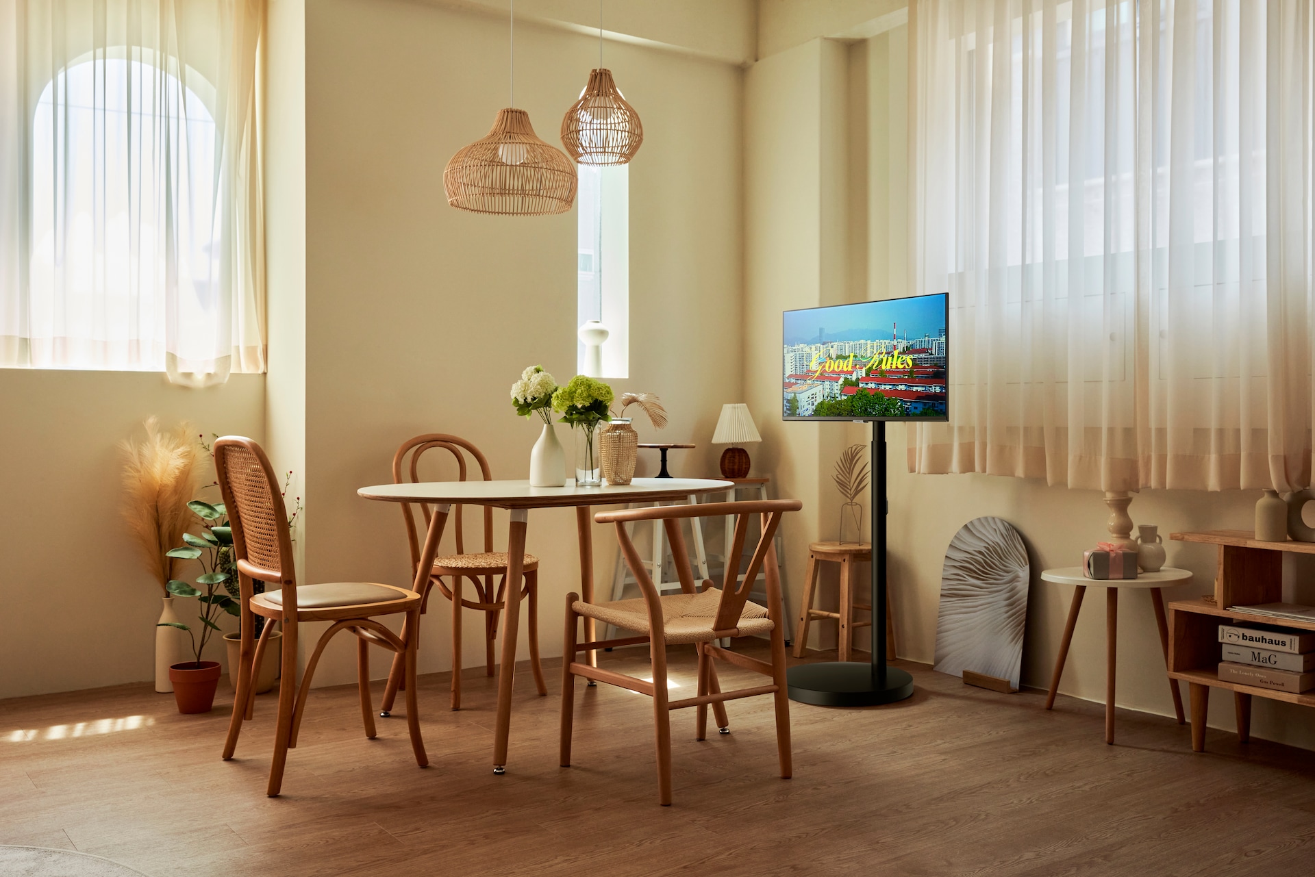 무빙 스탠드 블랙 (선반 거치대 포함) 인테리어컷