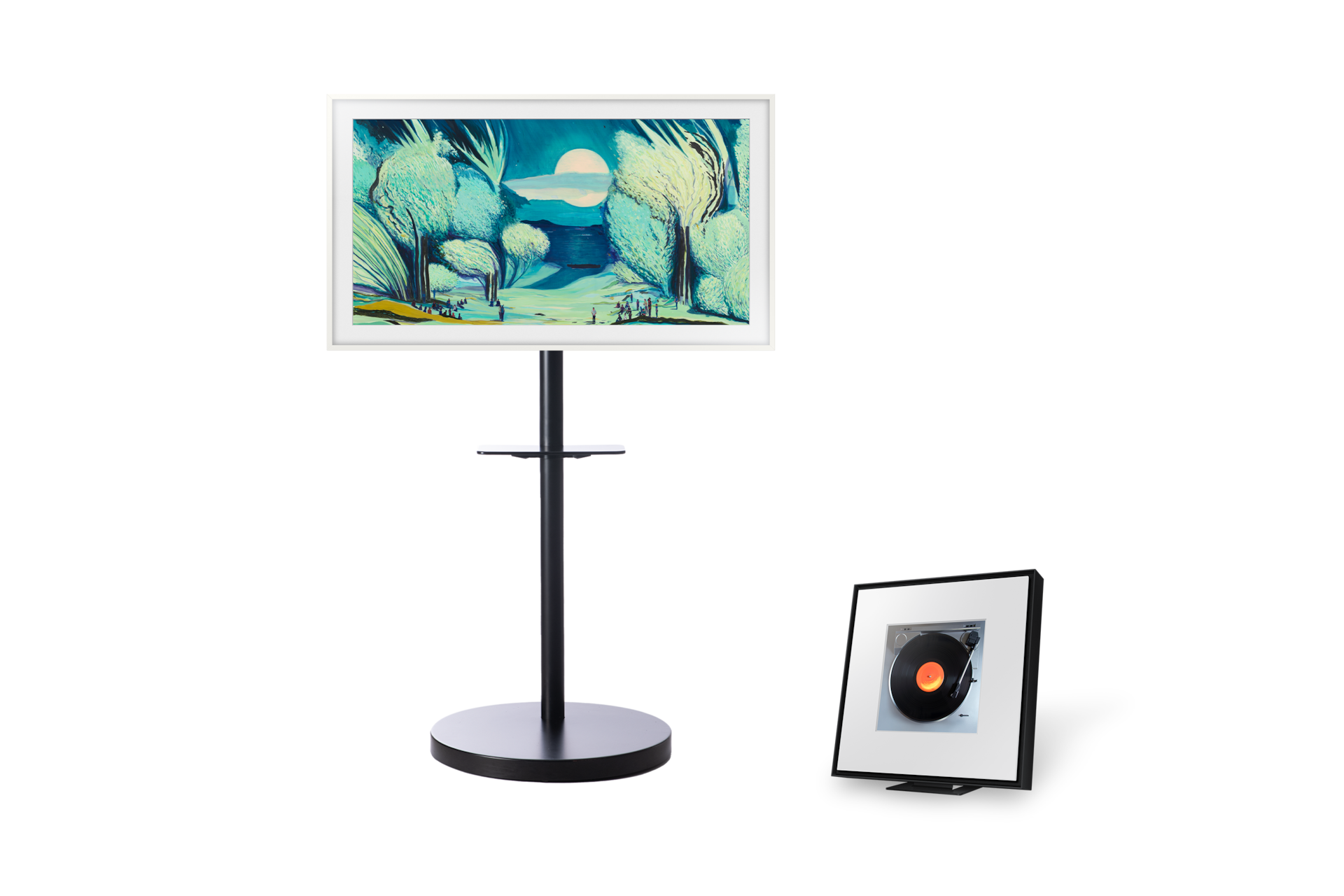 2025 무빙스타일 (선반 거치대 포함) The Frame 플랫 화이트 베젤 블랙 (108cm)+뮤직 프레임 LS60D 첫번째 이미지