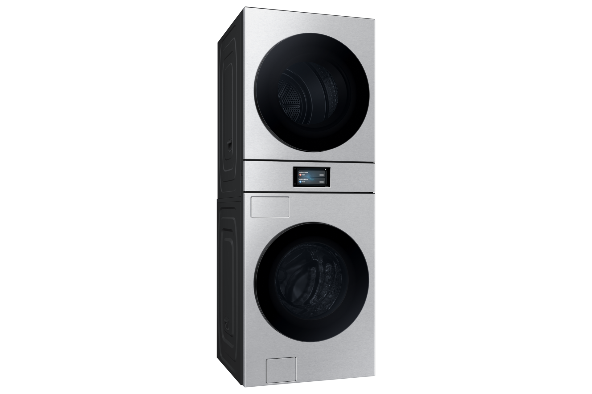 Bespoke AI 원바디 25/22kg (177.8mm LCD) 실버스틸 좌측면 15도