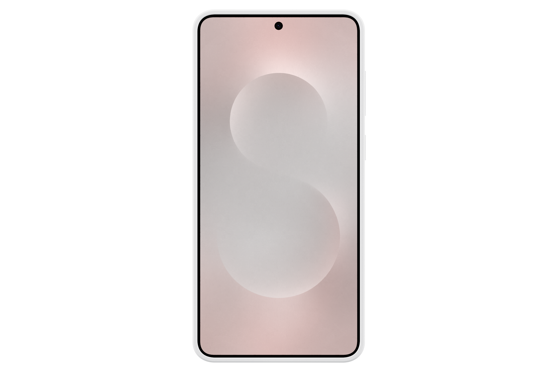 갤럭시 S25 엣지 실리콘 케이스 (라이트 그레이) 기기가 장착된 정면 이미지