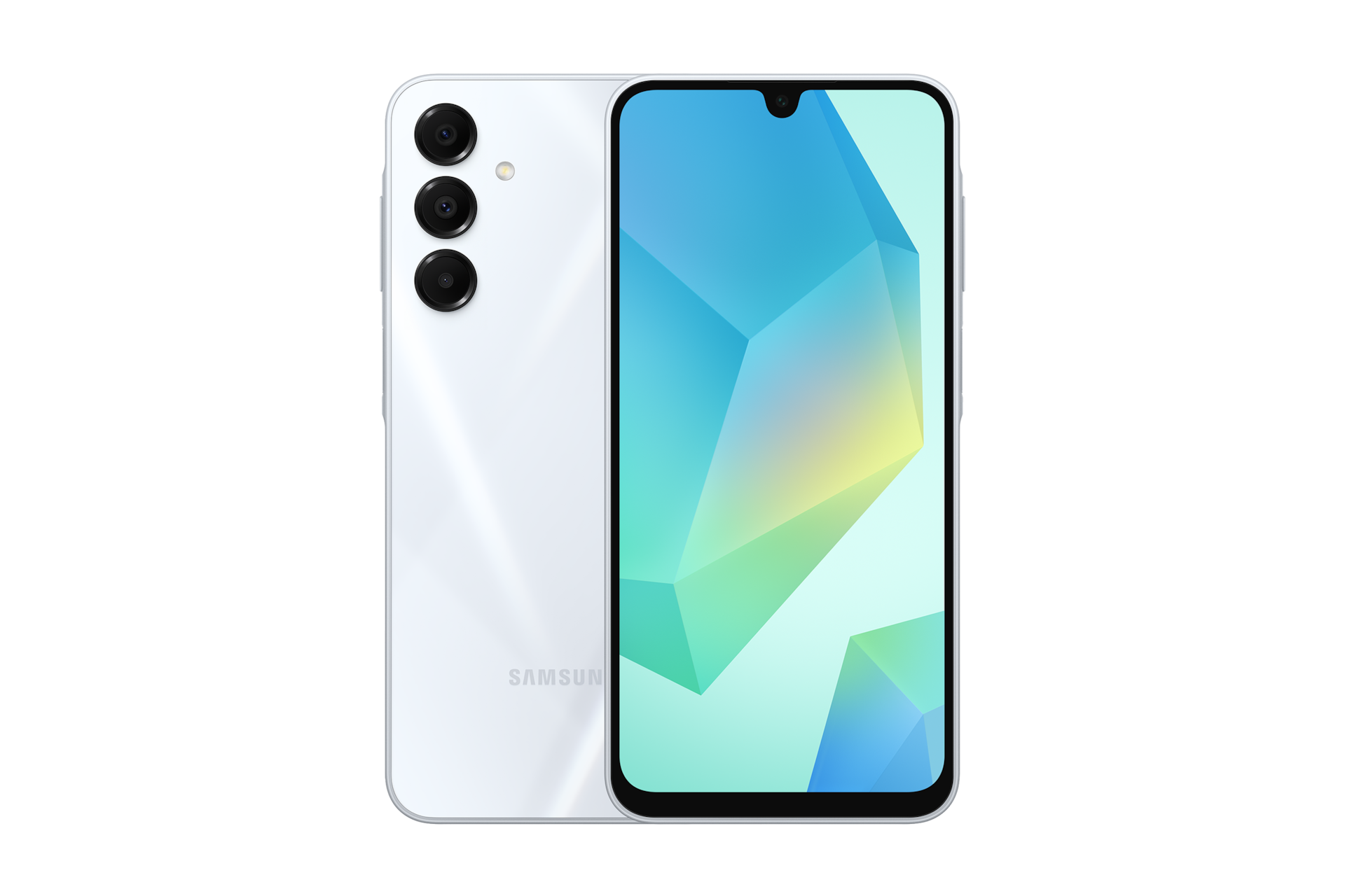 갤럭시 버디4 사업자향 (LG U+) 라이트 그레이 제품 2개가 나란히 포개져 있고, 왼쪽에는 카메라 홀이 보이는 뒷면 방향으로 오른쪽에는 메인 디스플레이가 보이는 정면 방향으로 제품이 놓여 있습니다. 