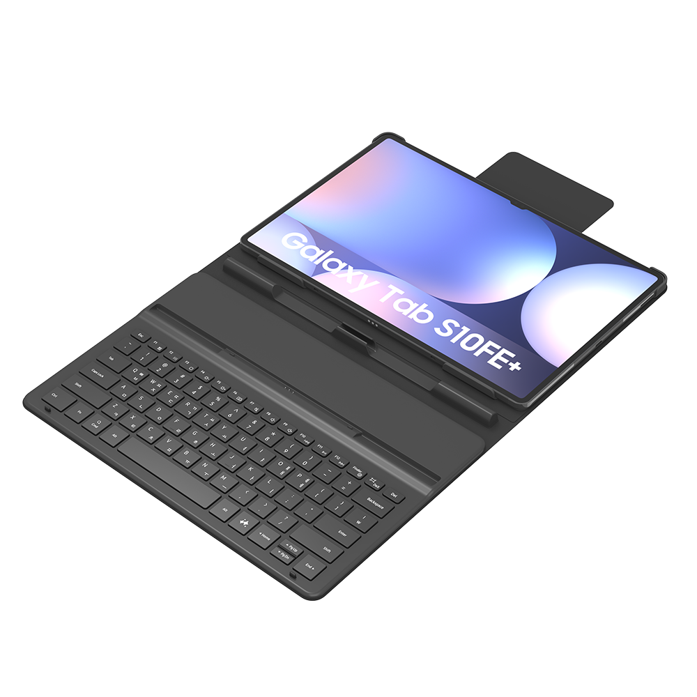 갤럭시 탭 S9FE+ 포고핀 키보드 커버에 탭을 결합하여 펼친 상태