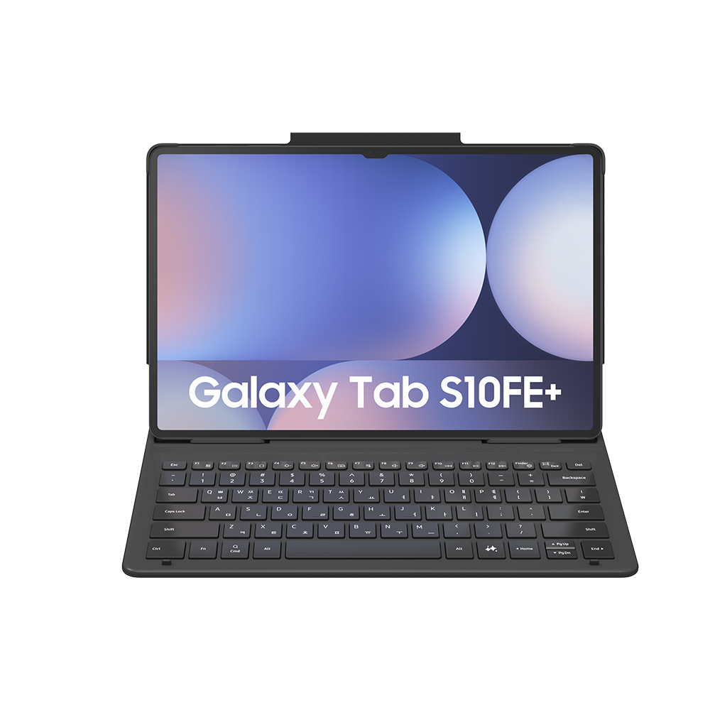 갤럭시 탭 S9FE+ 포고핀 키보드 커버가 결합된 탭이미지 정면