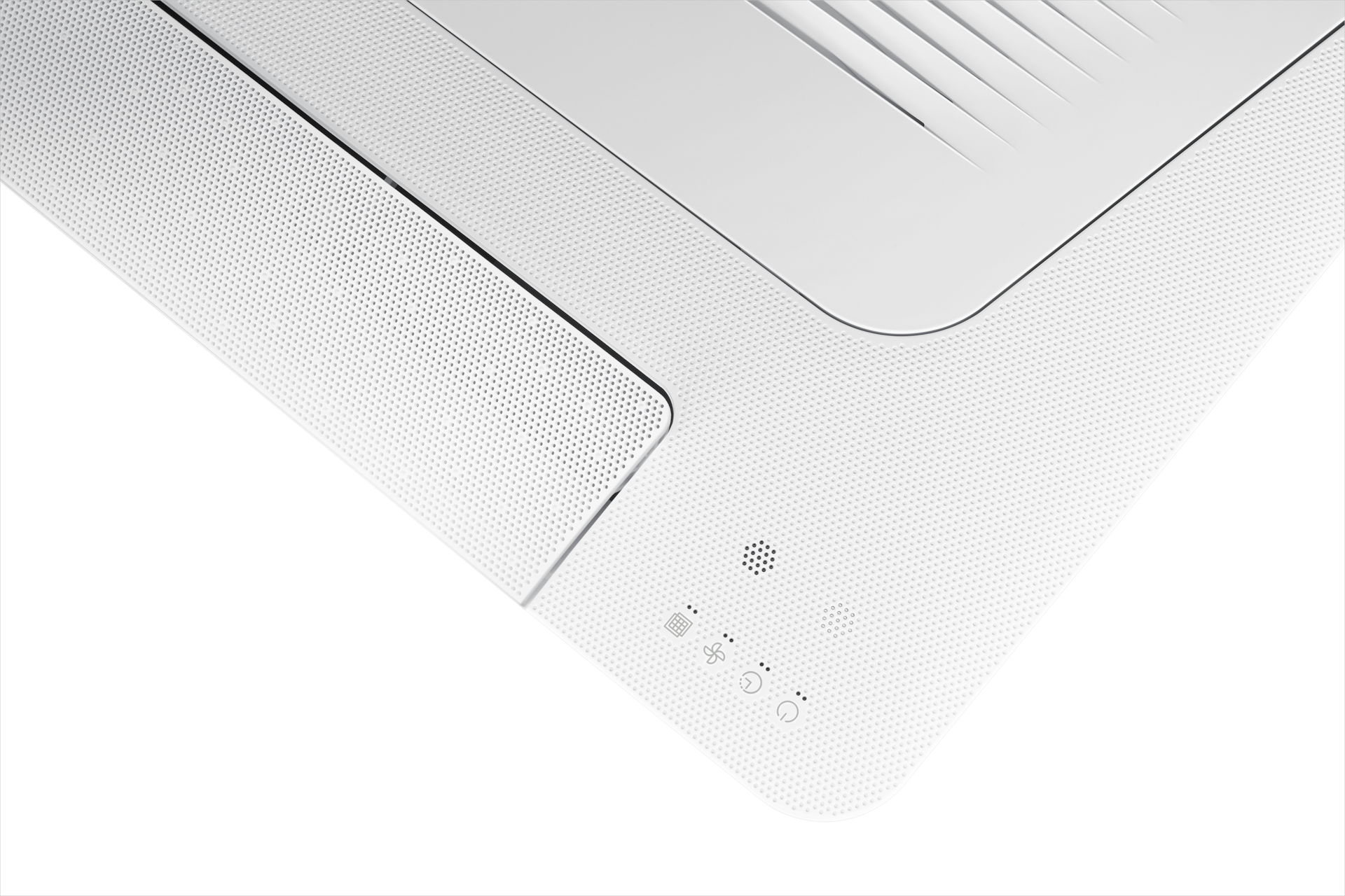 가정용 무풍 시스템에어컨 114.6㎡ 4실+Bespoke AI 에어 콤보 (우타입) 전원이 꺼진 천장형 1Way 실내기 조작부 확대 컷