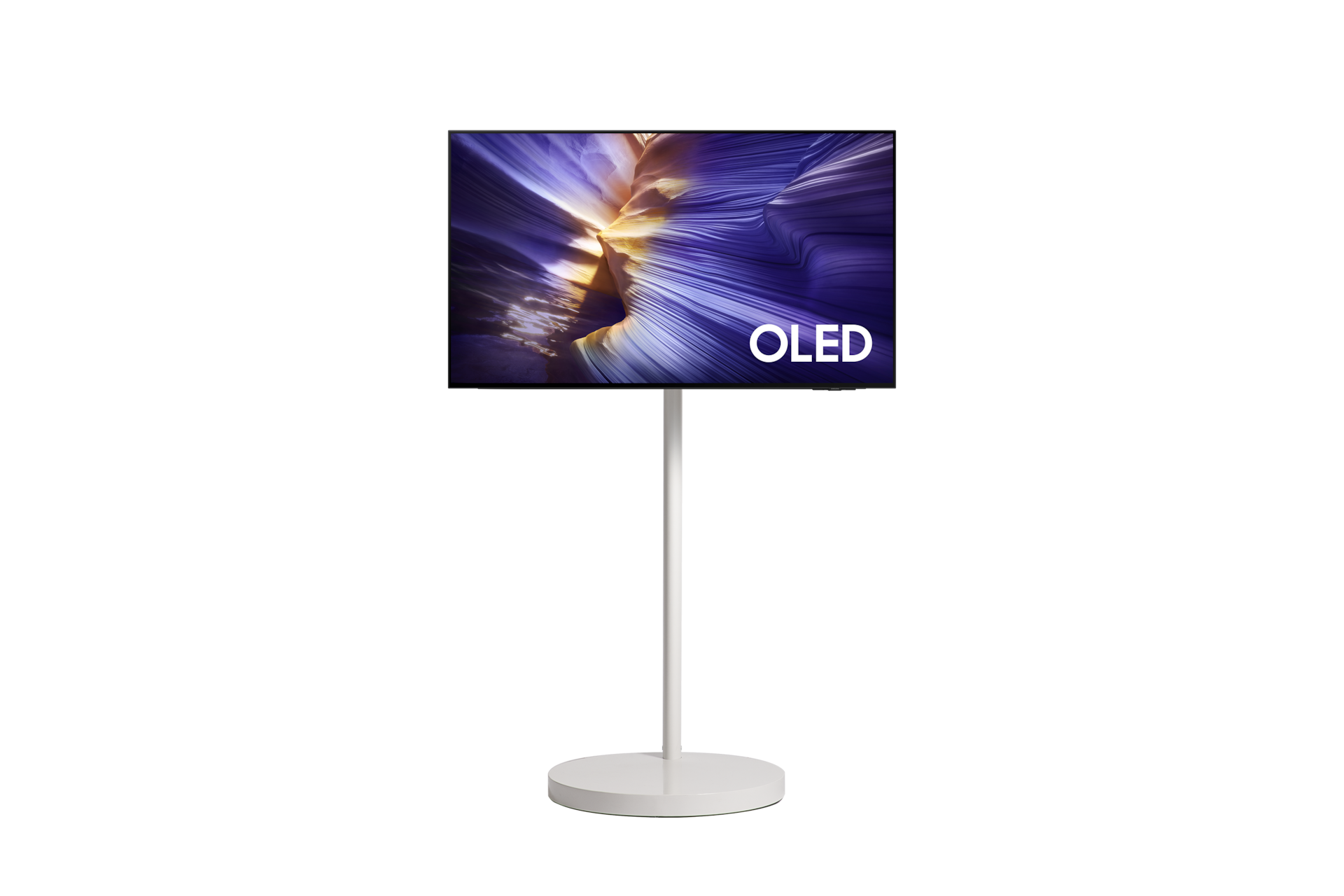 무빙스타일 OLED (SF90) (105cm) 스탠다드 대표 이미지이며, TV와 무빙스탠드가 결합되어 있습니다.
