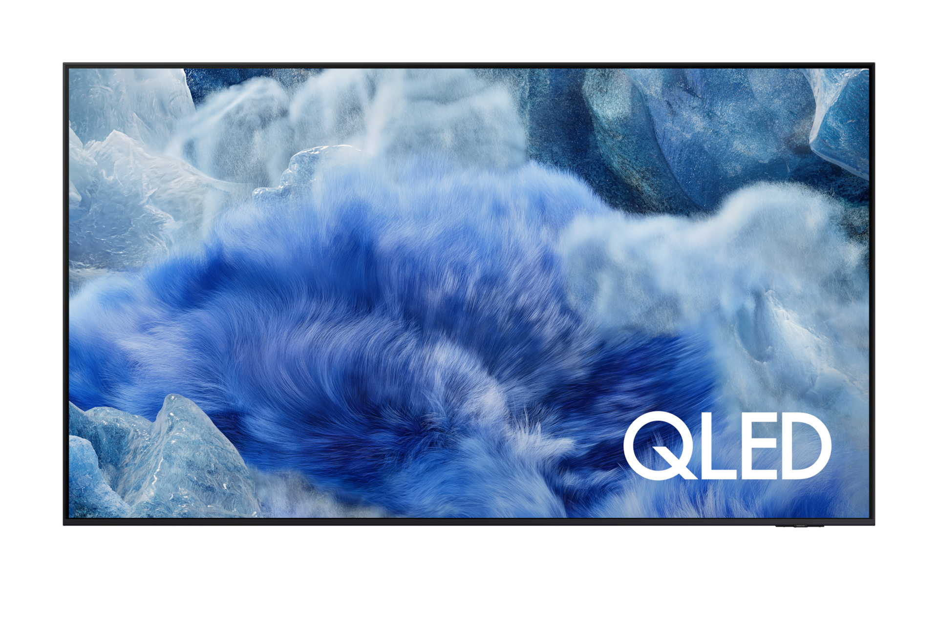 2025 QLED 4K QF8A (189cm) 풀 모션 슬림핏 벽걸이형 TV의 정면컷이 보이고 있습니다.