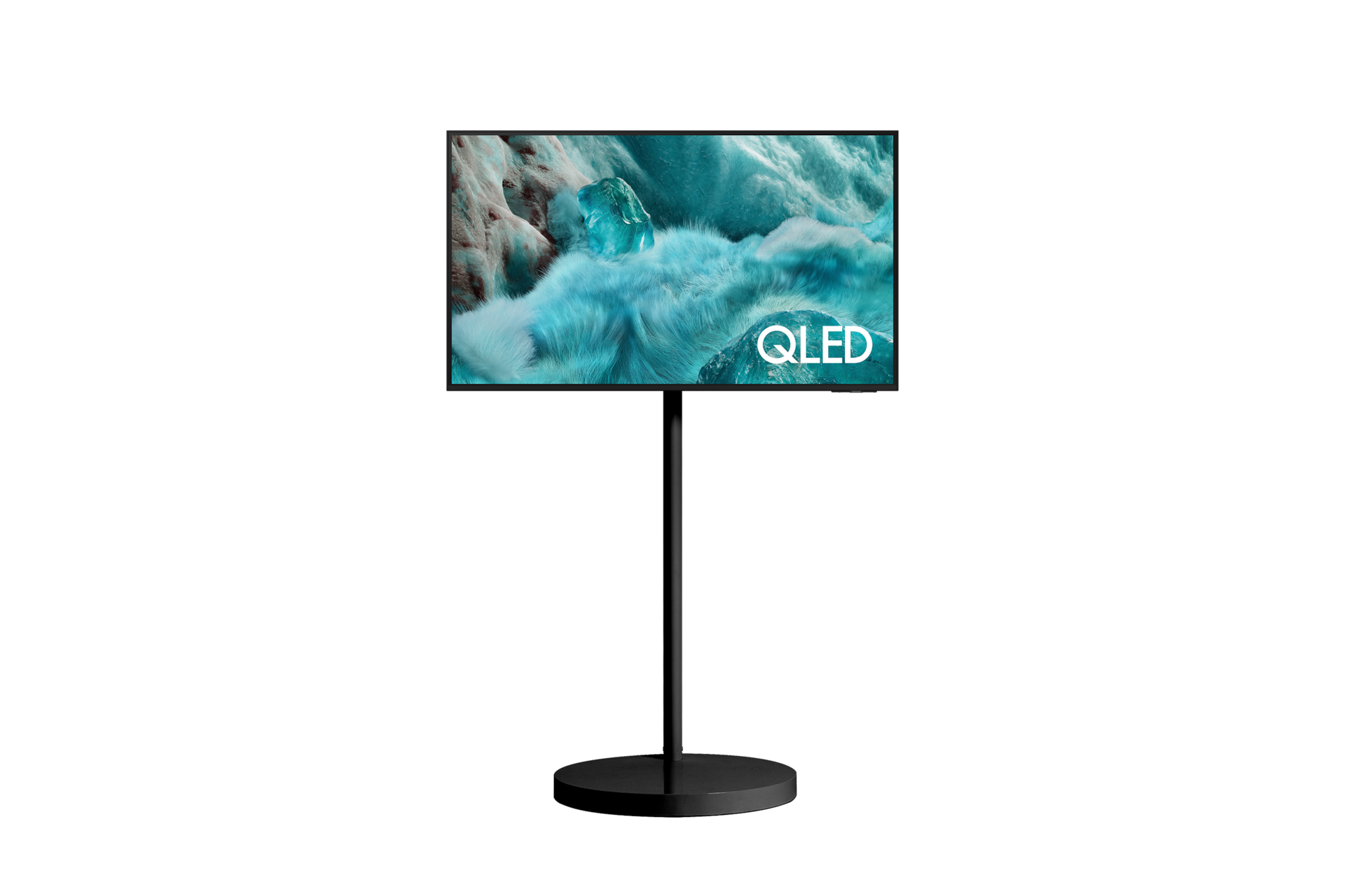 무빙스타일 QLED 4K (QF7A) (138cm) 스탠다드 대표 이미지이며, TV와 무빙스탠드가 결합되어 있습니다.