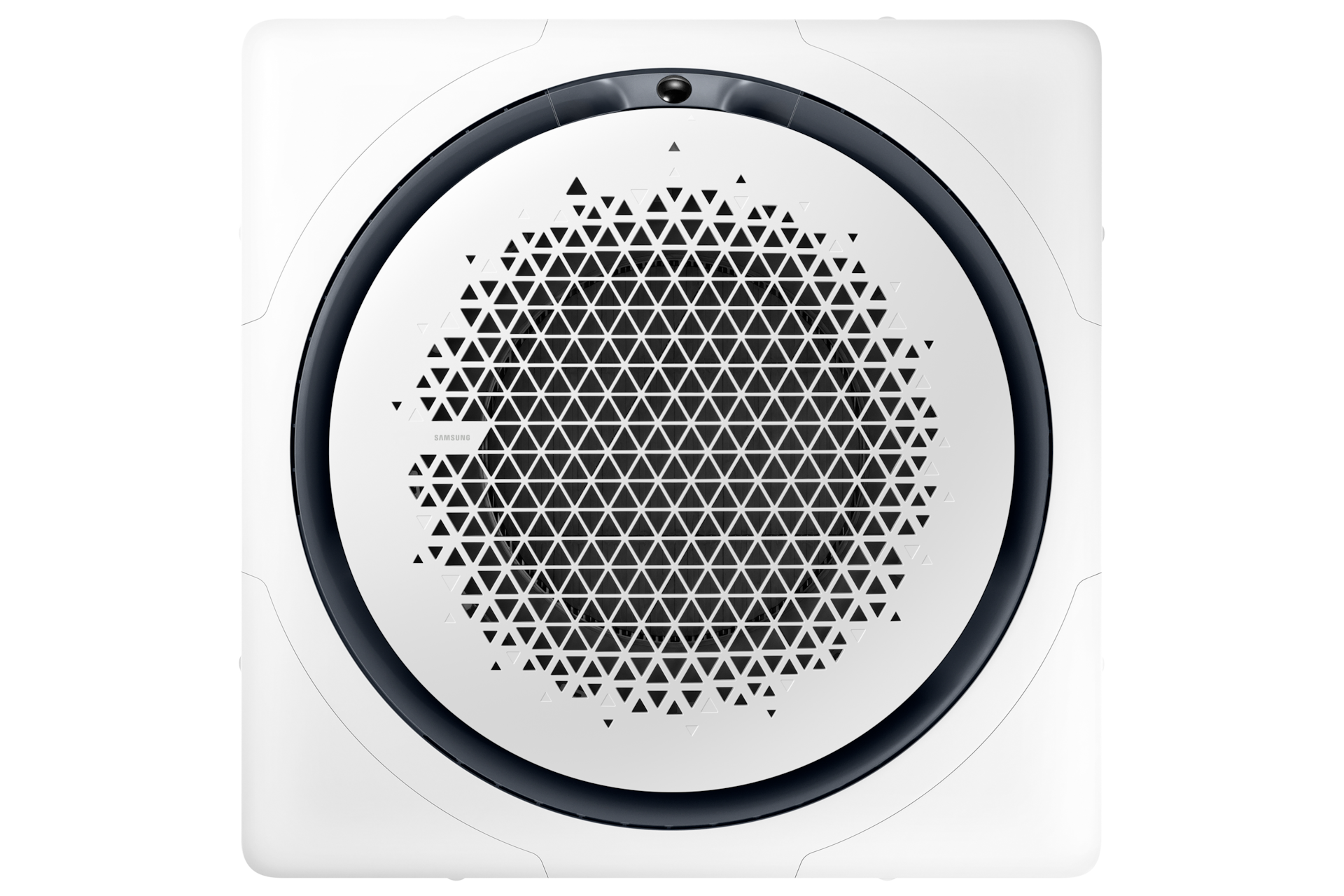 싱글 에어컨 360CST (자동승강) 전원이 꺼진 천장형 360CST의 사각 틀 액세서리를 끼운 실내기 정면