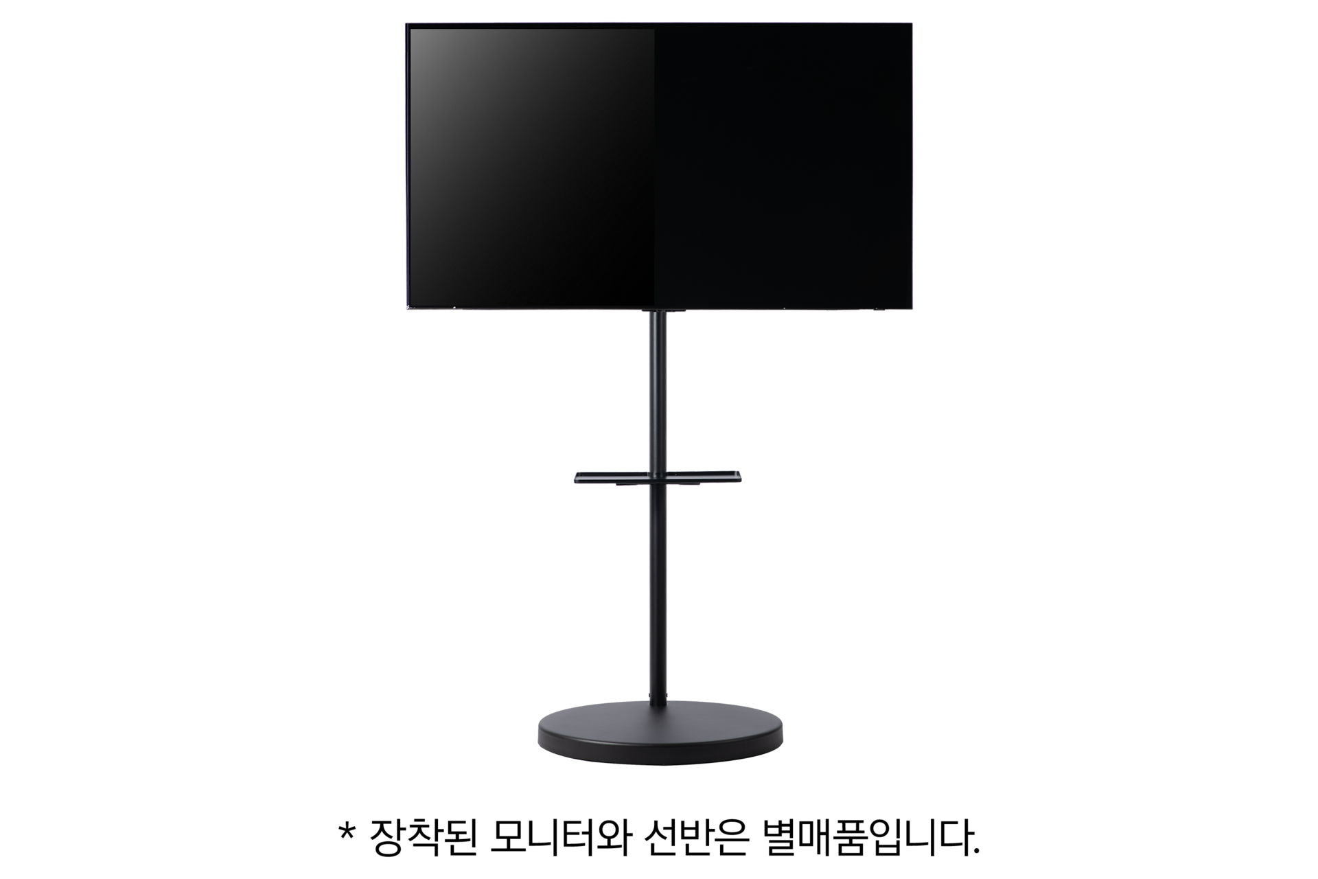 무빙스탠드 블랙 정면(TV, 선반 포함)