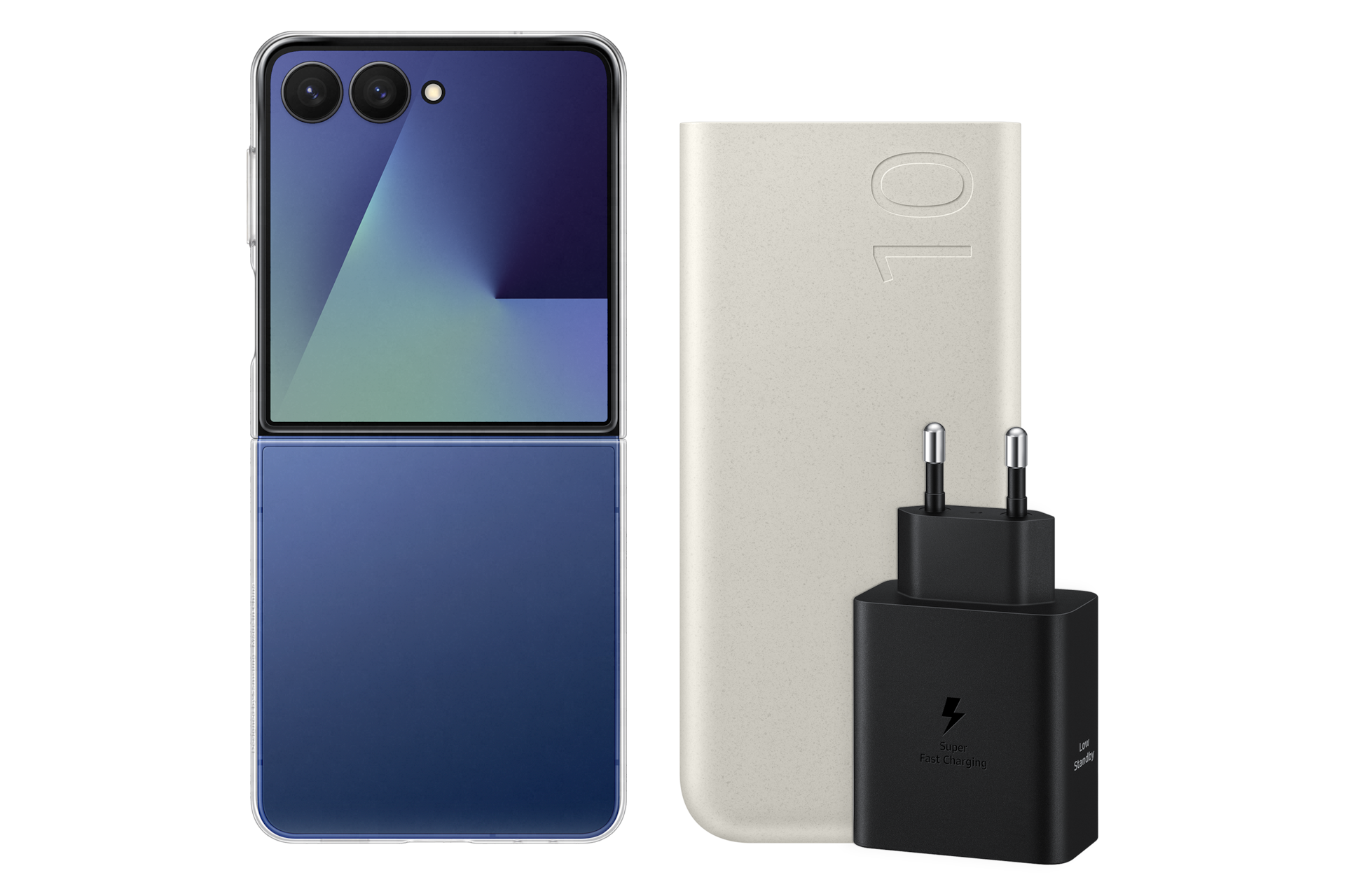 갤럭시 Z 플립7 클리어 케이스 + PD 배터리팩 10,000mAh (2023, 25W) + 50W 듀얼 PD 충전기 절전형 (USB C to C 케이블 포함) 첫번째 이미지