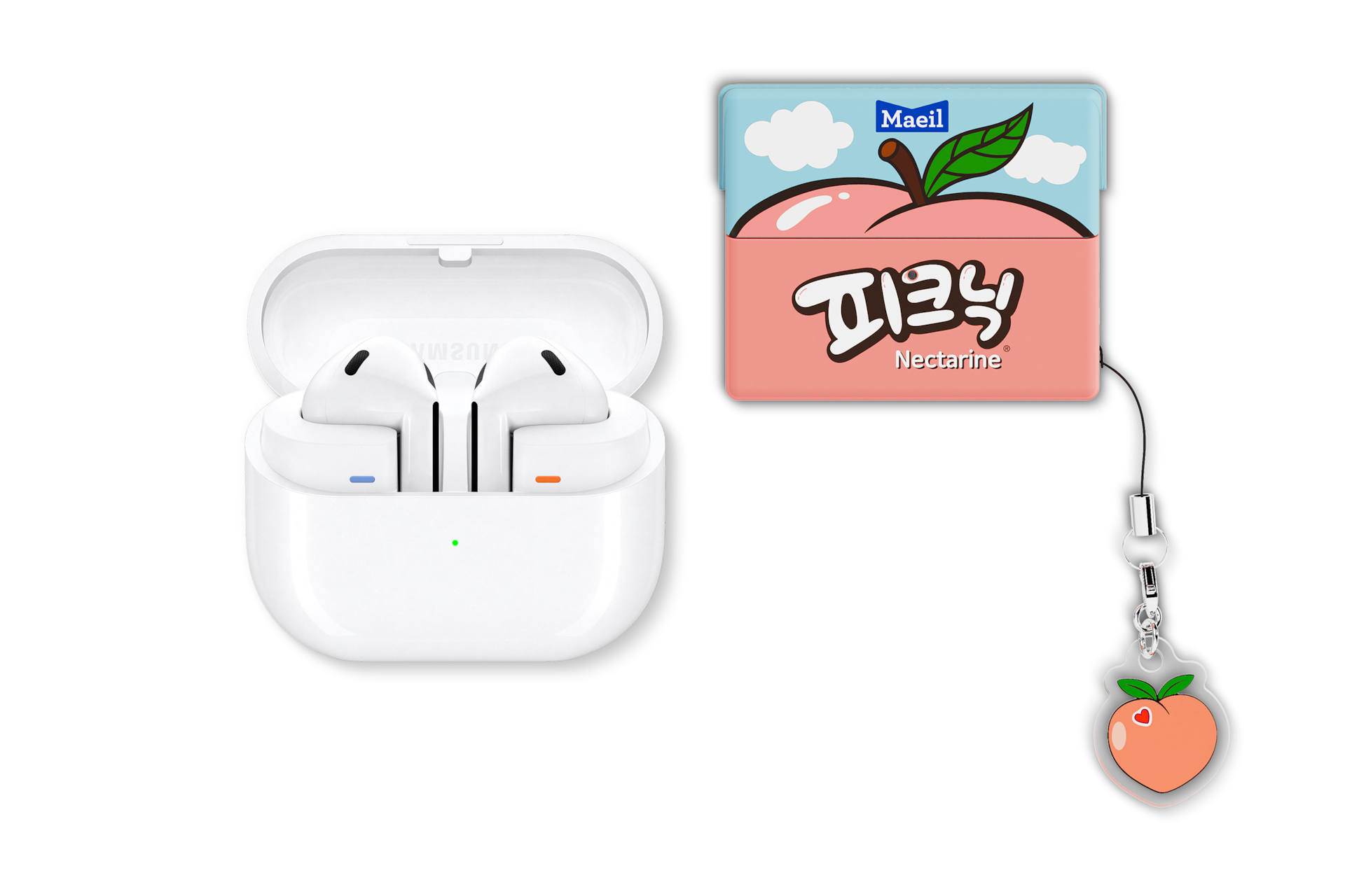 갤럭시 버즈3 화이트 + 케이스 (피크닉 천도복숭아) 첫번째 이미지 