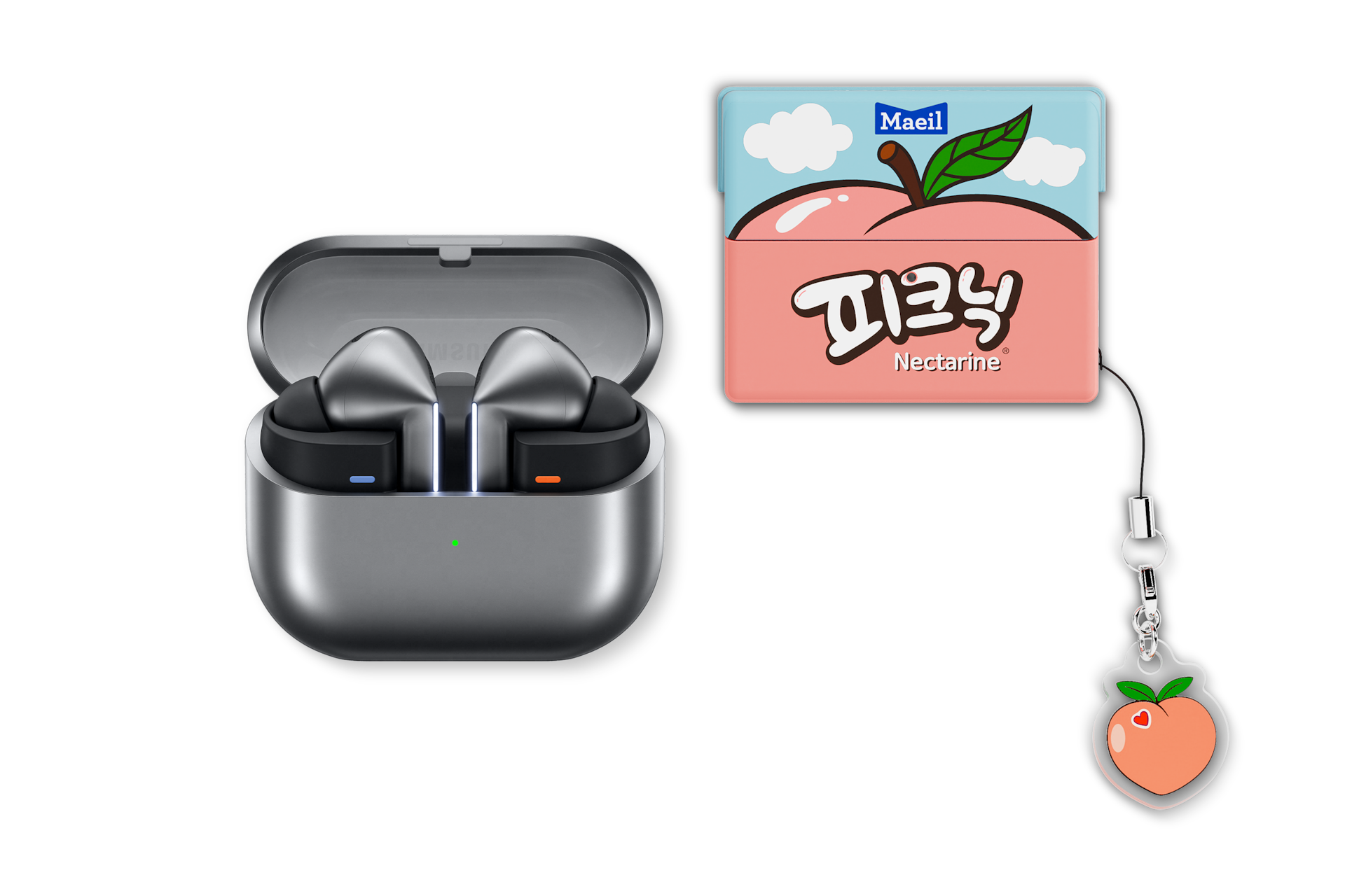 갤럭시 버즈3 프로 실버 + 케이스 (피크닉 천도복숭아) 첫번째 이미지