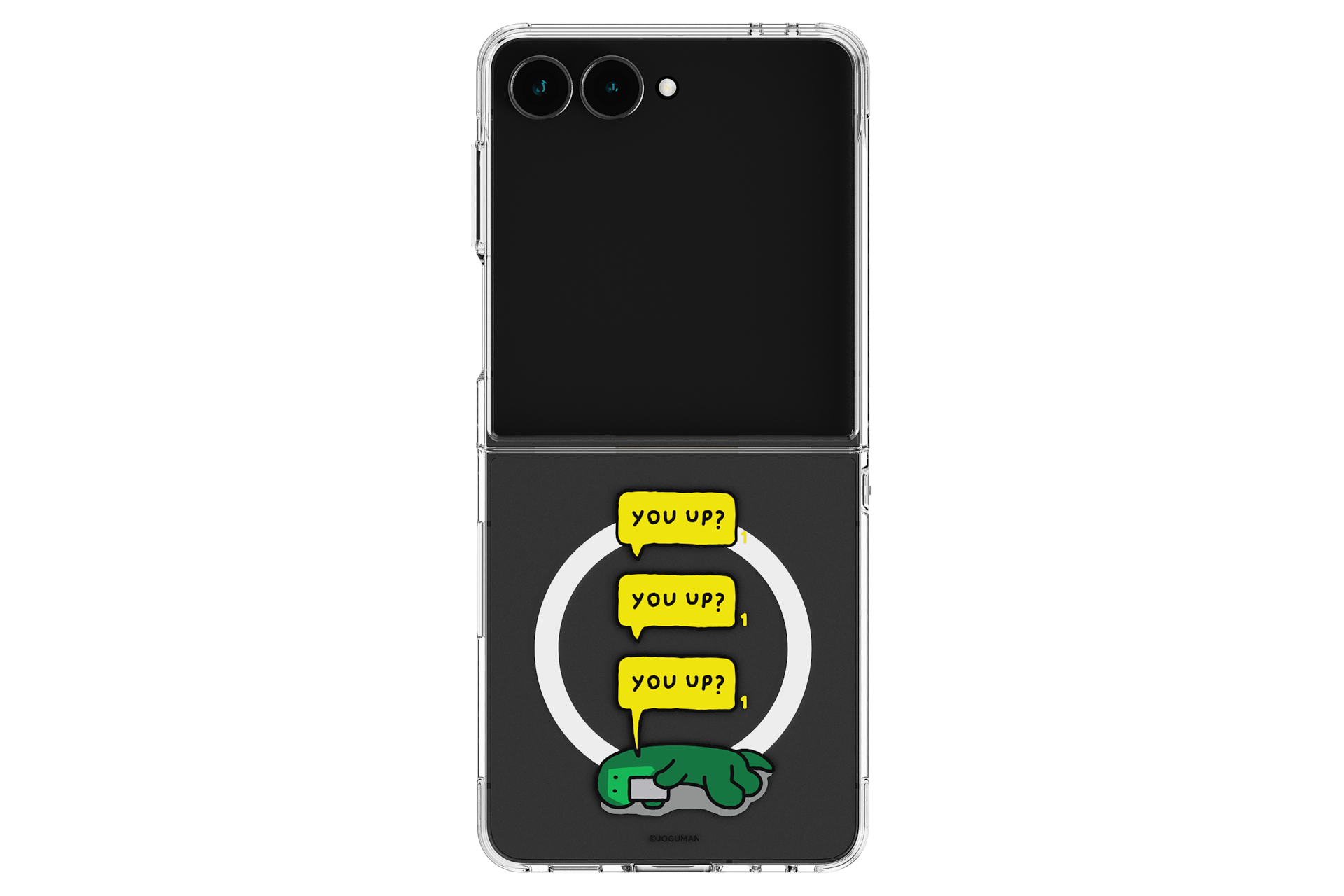 갤럭시 Z 플립7 버라이어티 마그넷 케이스 (조구만, 브라키오) (그린) 기기에 장착된 후면 이미지