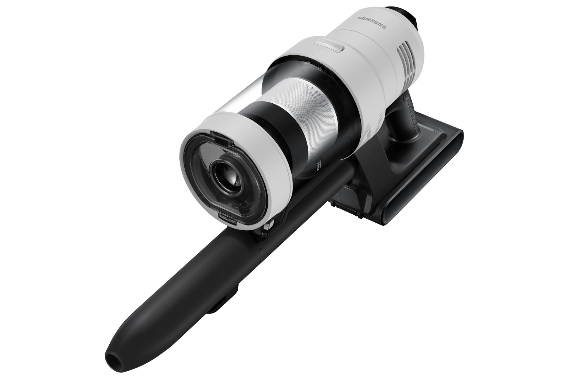 Bespoke AI 제트용 에어 블로워 (블랙) 청소기에 장착 후 뒤로 기울어진 오른쪽 측면