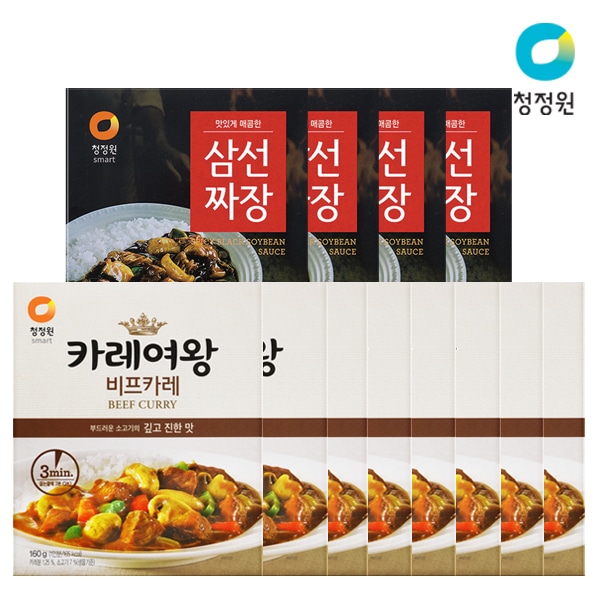 카레여왕비프160g x 8팩 + 증정 삼선짜장180g x 4팩