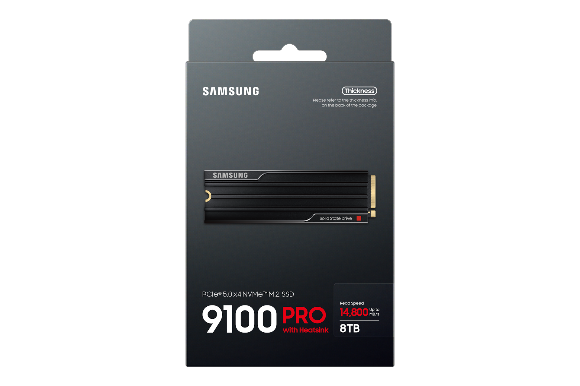 내장 SSD 9100 PRO WITH HEATSINK 8TB 블랙 박스 정면 이미지