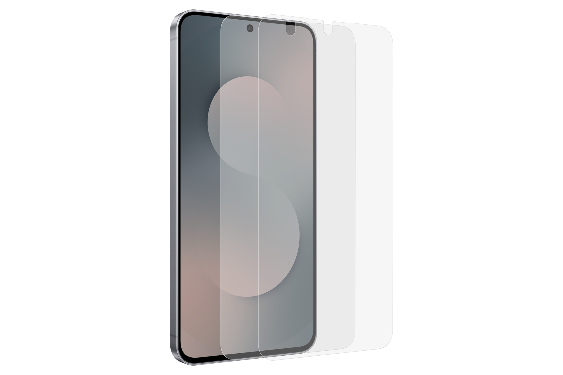 갤럭시 S25 FE AR 필름 (투명) 보호 필름이 제거된 제품과 기기가 겹쳐진 이미지