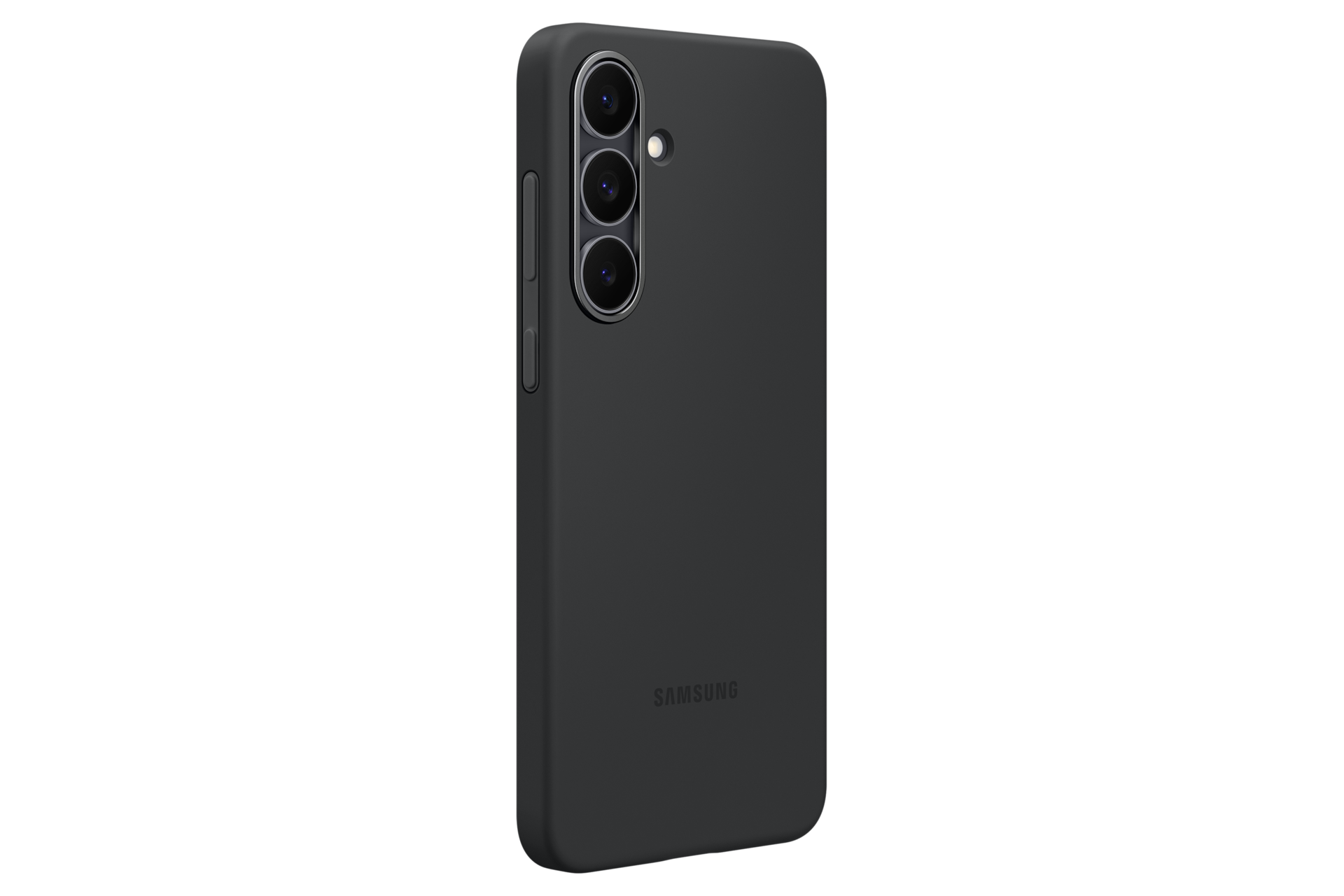 갤럭시 S25 FE 실리콘 케이스 (블랙) 우측으로 45도 돌아간 후면 이미지