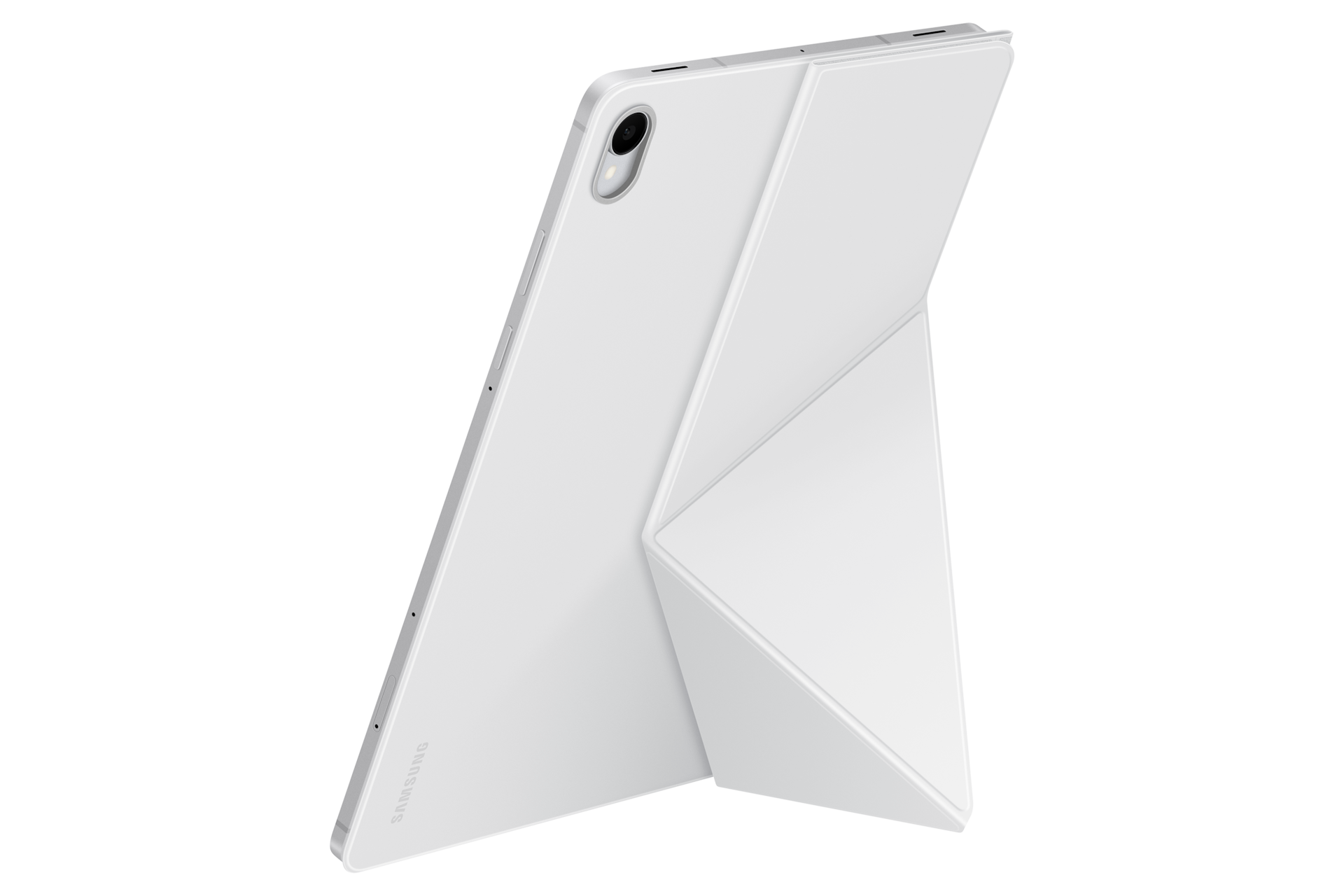 북커버 (갤럭시 탭 S11 전용) (화이트) 덮개를 세로모드로 사용하는 우측으로 45도 돌아간 후면 이미지