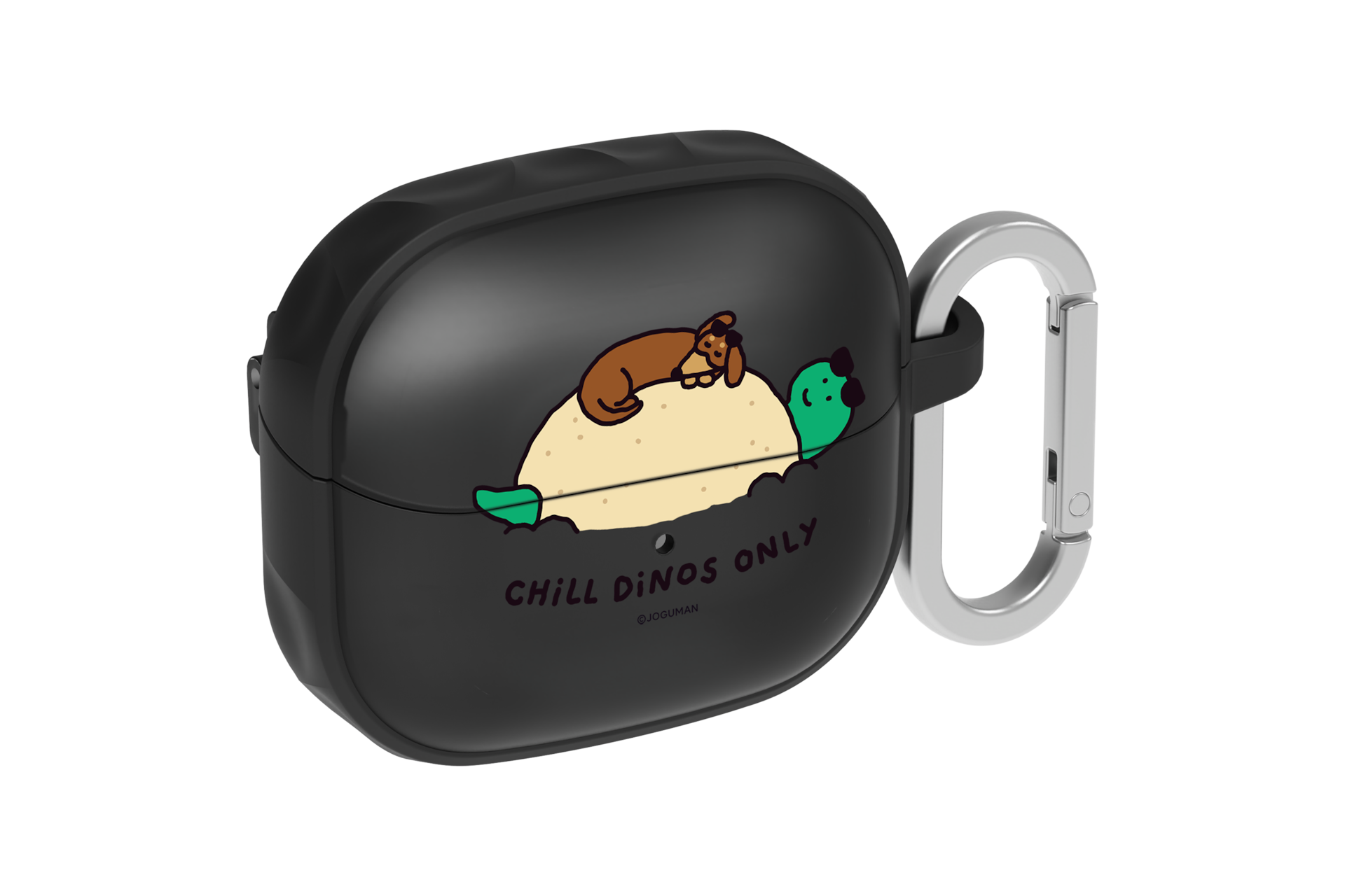 갤럭시 버즈3 FE 범퍼 케이스 위드 카라비너 (조구만) (블랙) 우측으로 45도 돌아간 정면 이미지