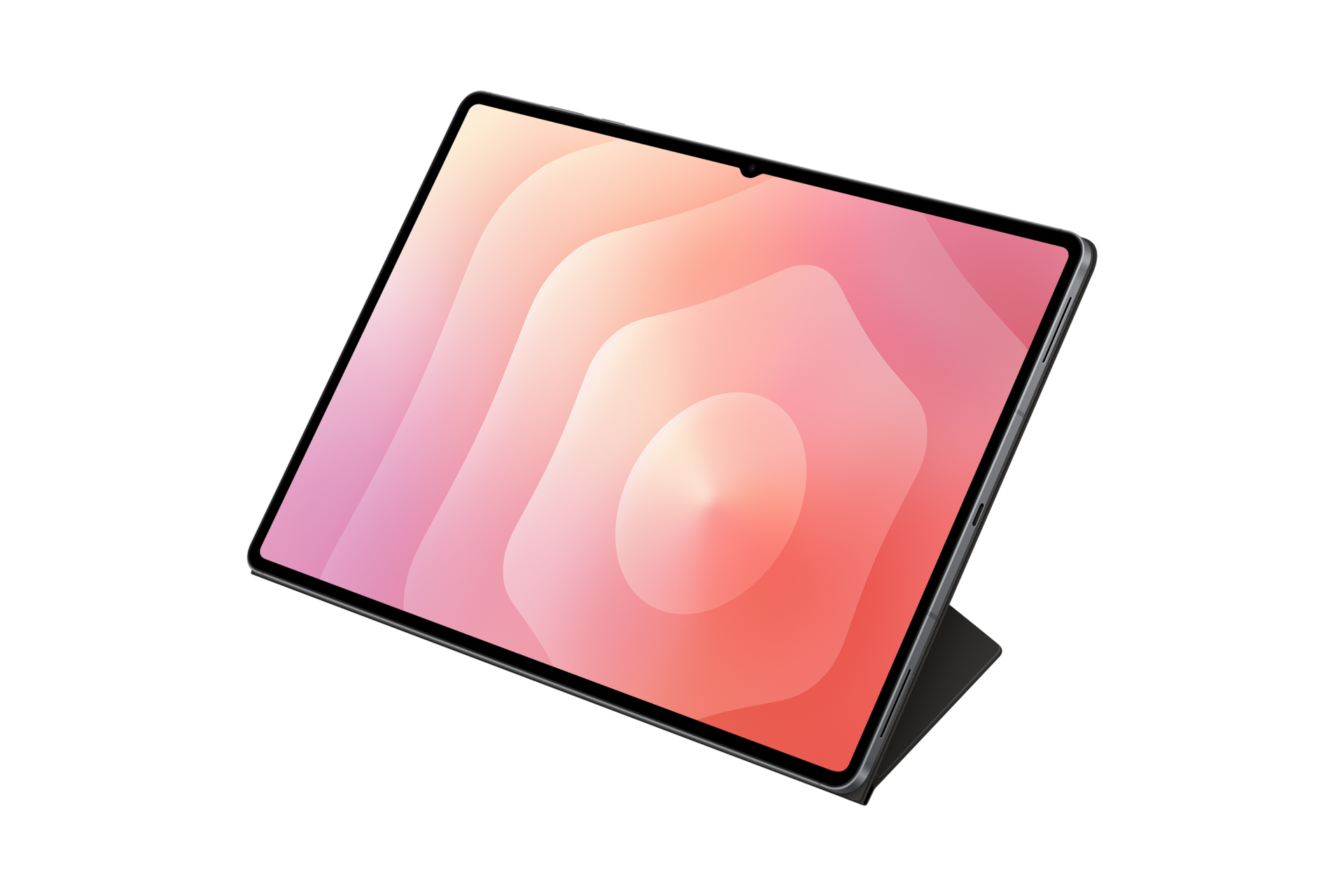 북커버 (갤럭시 탭 S11 울트라 전용) (블랙) 덮개를 가로모드로 세운 좌측으로 45도 돌아간 정면 이미지