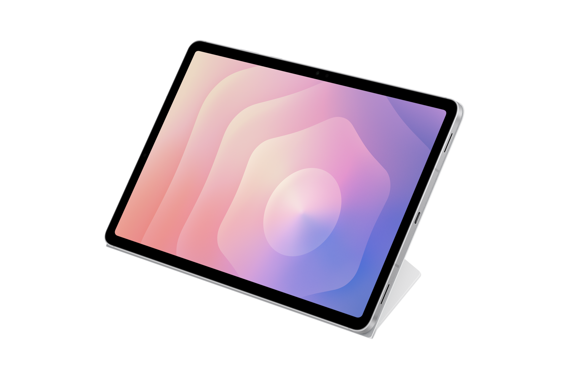 북커버 (갤럭시 탭 S11 전용) (화이트) 덮개를 가로모드로 사용하는 좌측으로 45도 돌아간 정면 이미지