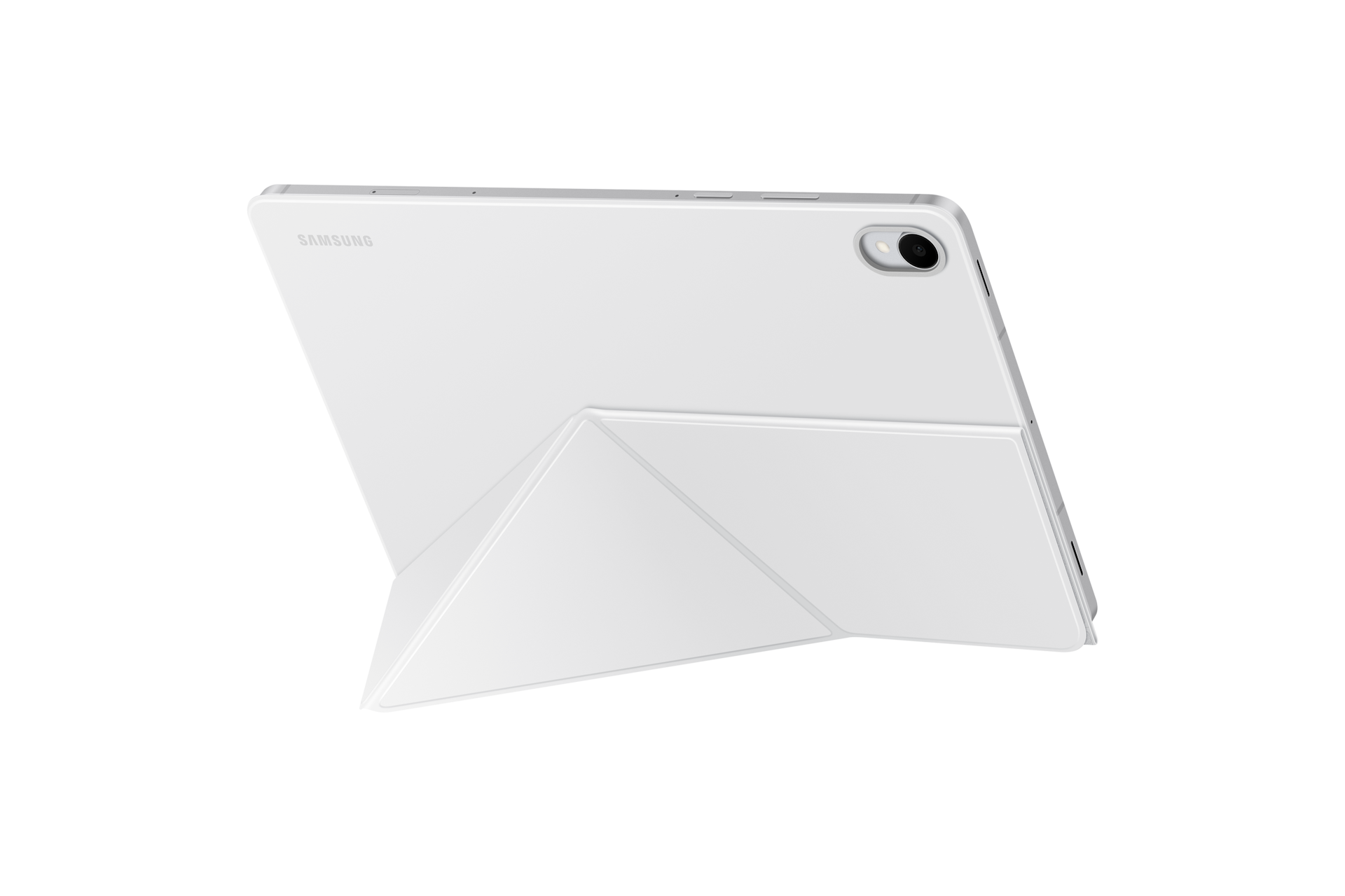 북커버 (갤럭시 탭 S11 전용) (화이트) 덮개를 가로모드로 사용하는 좌측으로 45도 돌아간 후면 이미지