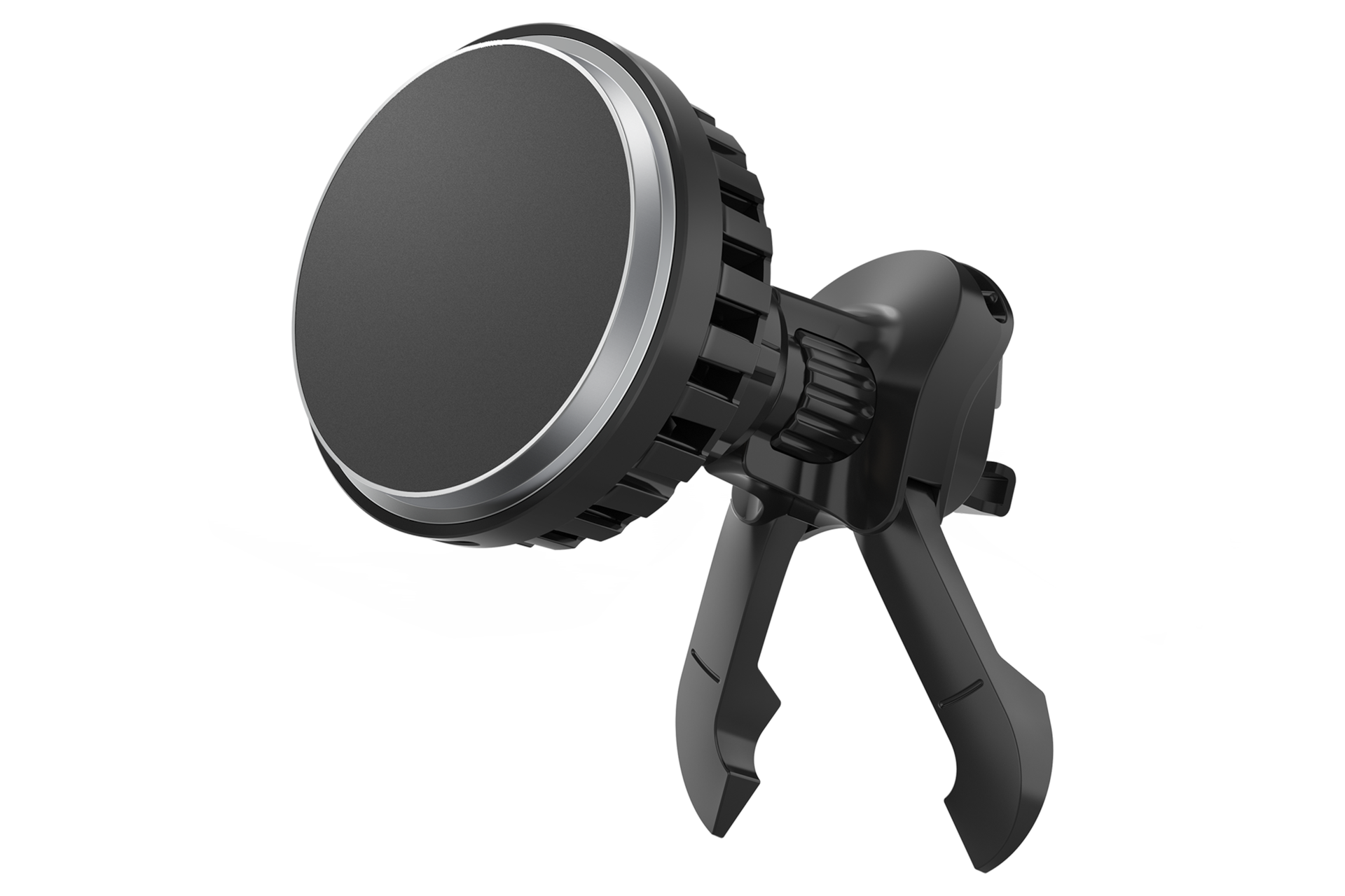 차량용 마그넷 무선충전기 (블랙) 좌측 위로 45도 돌아간 정면 이미지