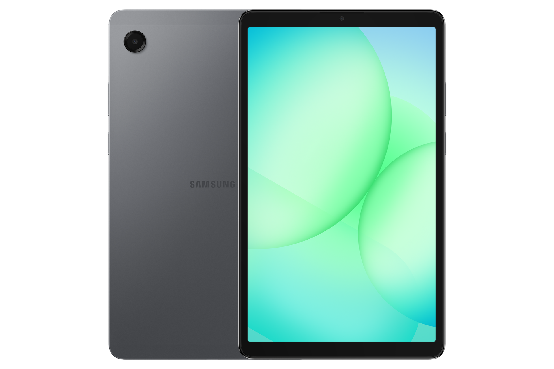 갤럭시 탭 A11 (Wi-Fi) 그레이 카메라 홀이 보이는 탭이 왼쪽, 디스플레이가 보이는 탭이 오른쪽으로 겹쳐져 있습니다.