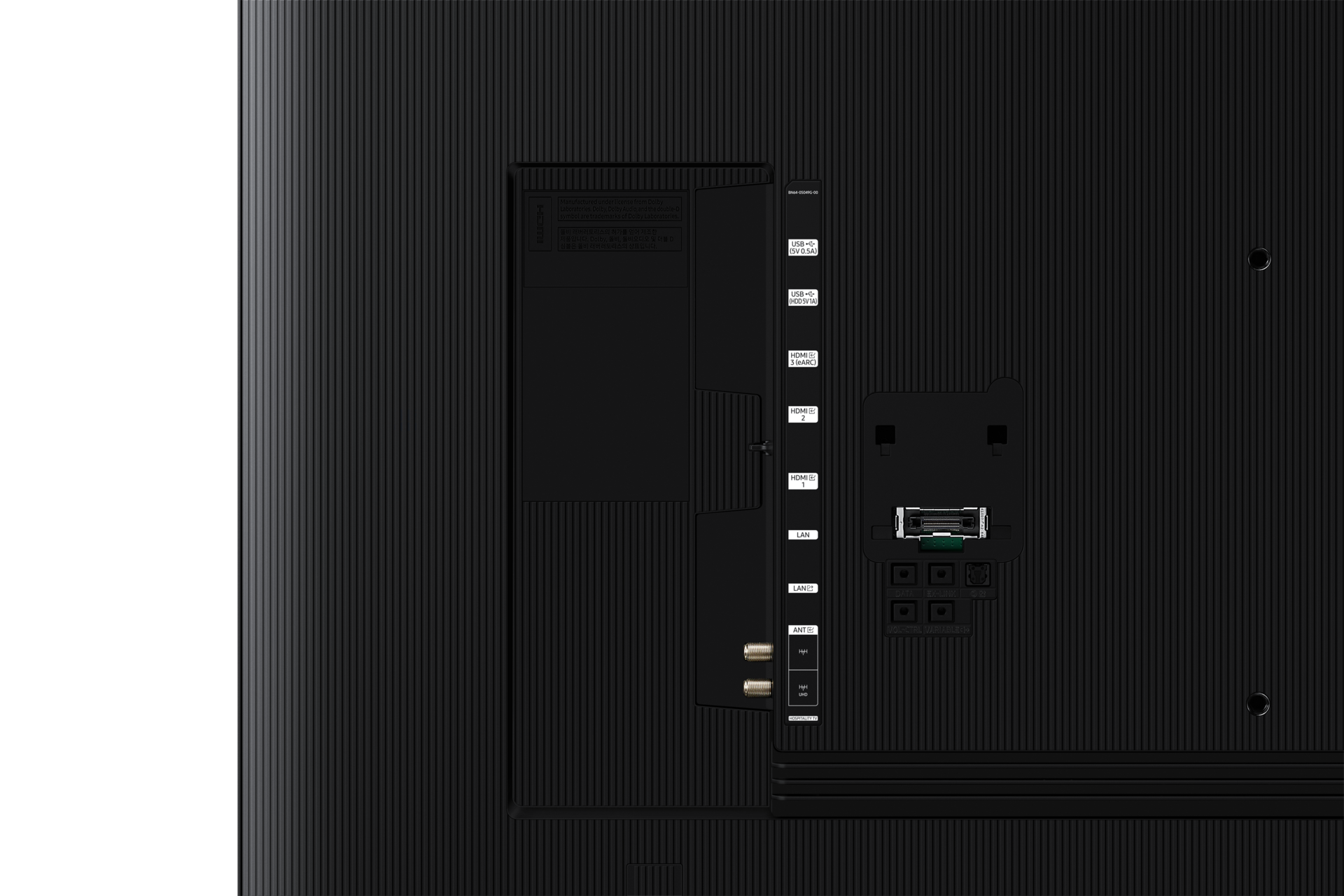 호텔 TV HU8000F 시리즈 후면 포트부분 확대 