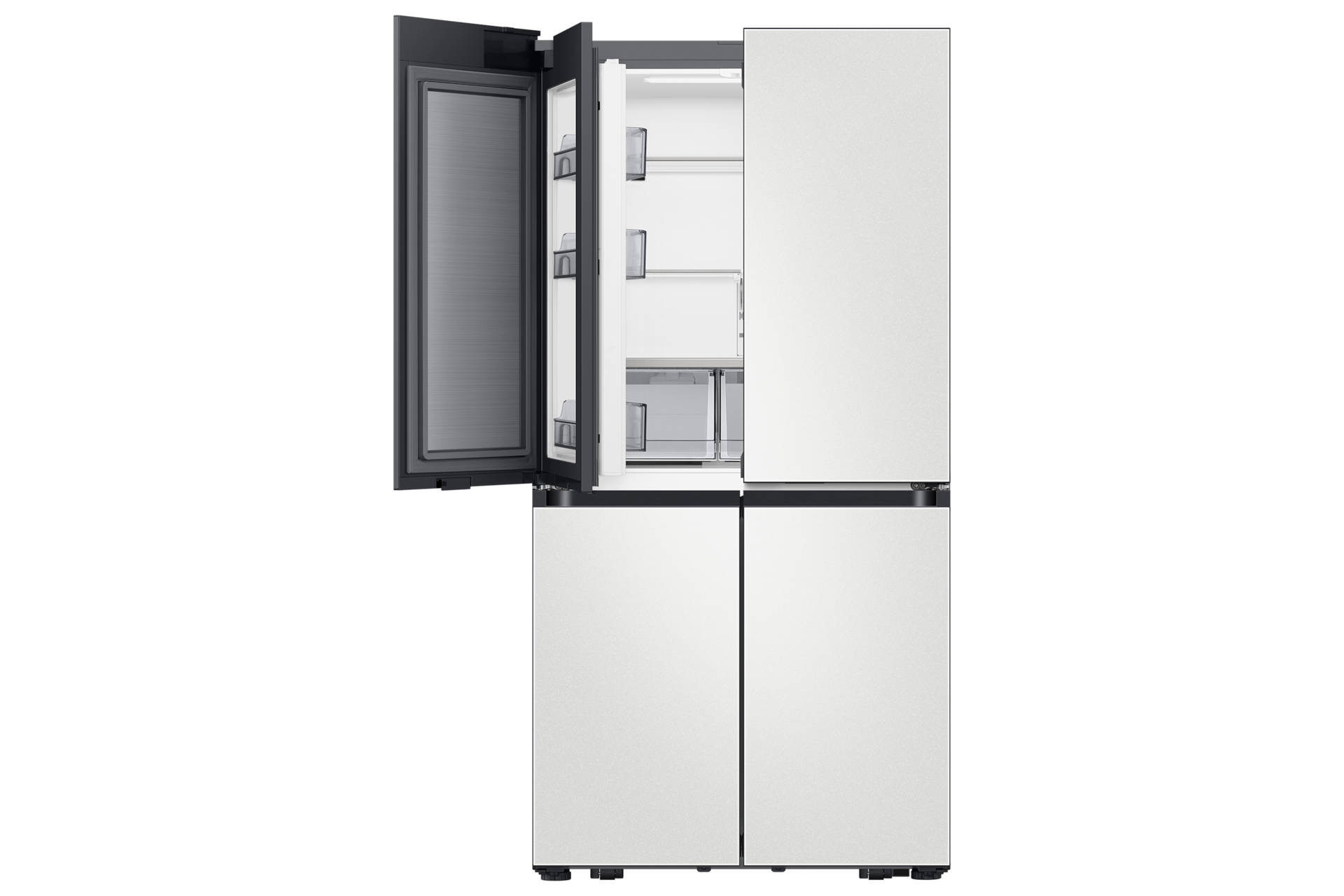 Bespoke AI 냉장고 4도어 키친핏 Max 636L 코타 화이트 좌측 상칸 푸드 쇼케이스 오픈