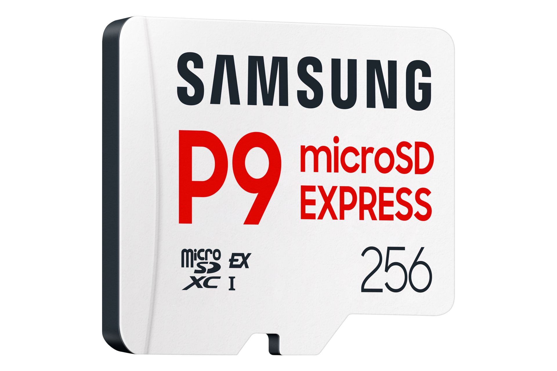 마이크로SD Express 메모리카드 P9 Express 256GB 오른쪽으로 40도 돌아간 정면 이미지