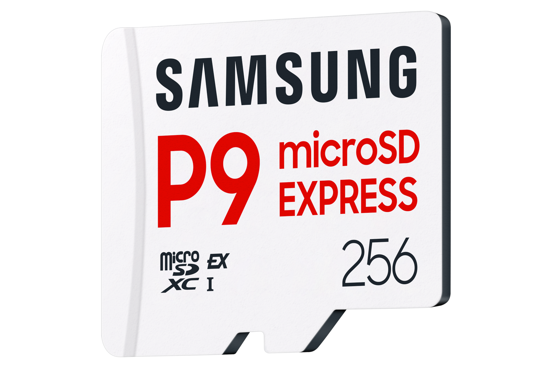 마이크로SD Express 메모리카드 P9 Express 256GB 왼쪽으로 40도 돌아간 정면 이미지