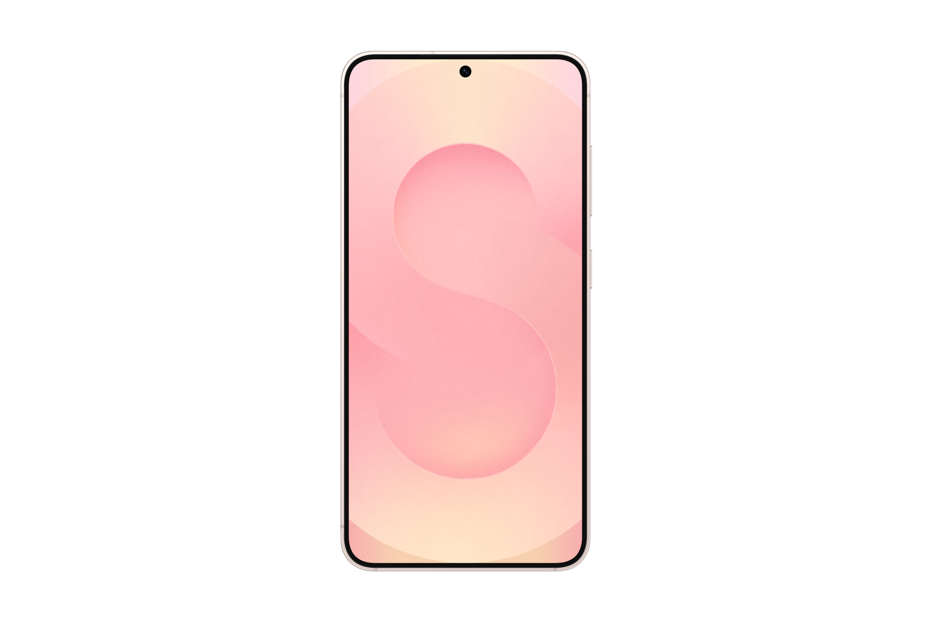 갤럭시 S25 인증중고폰 자급제 (삼성닷컴/삼성 강남 전용컬러) 핑크골드 디스플레이가 보이는 정면 