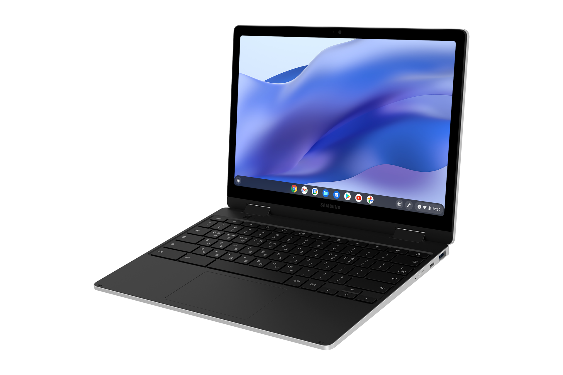 갤럭시 크롬북3 360 (31.5cm) N250 / 128GB eUFS 오픈 측면 45도