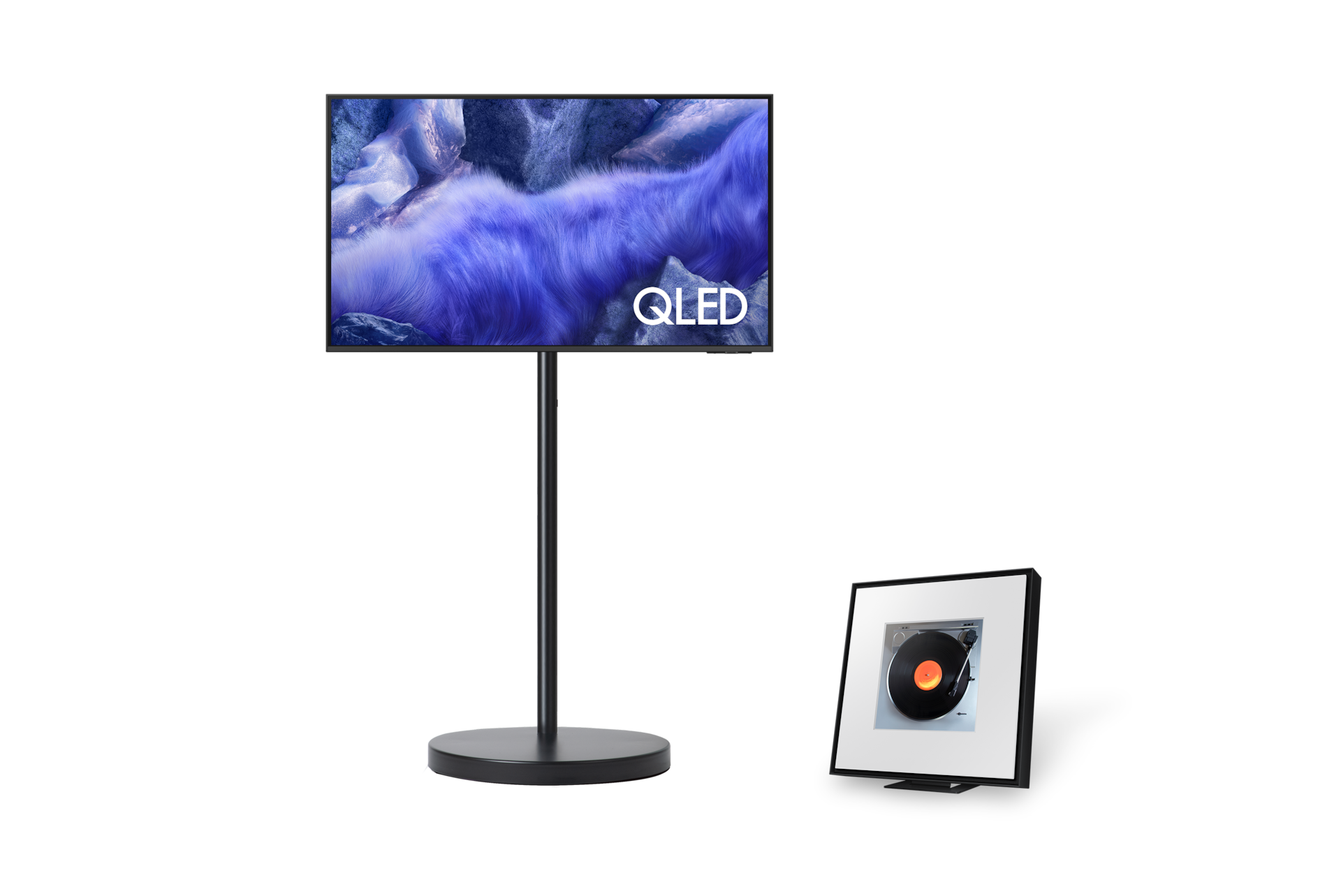 2025 OLED QFE1 (138cm) 라이트 정면+뮤직 프레임 LS60D 좌측 45도 페어이미지