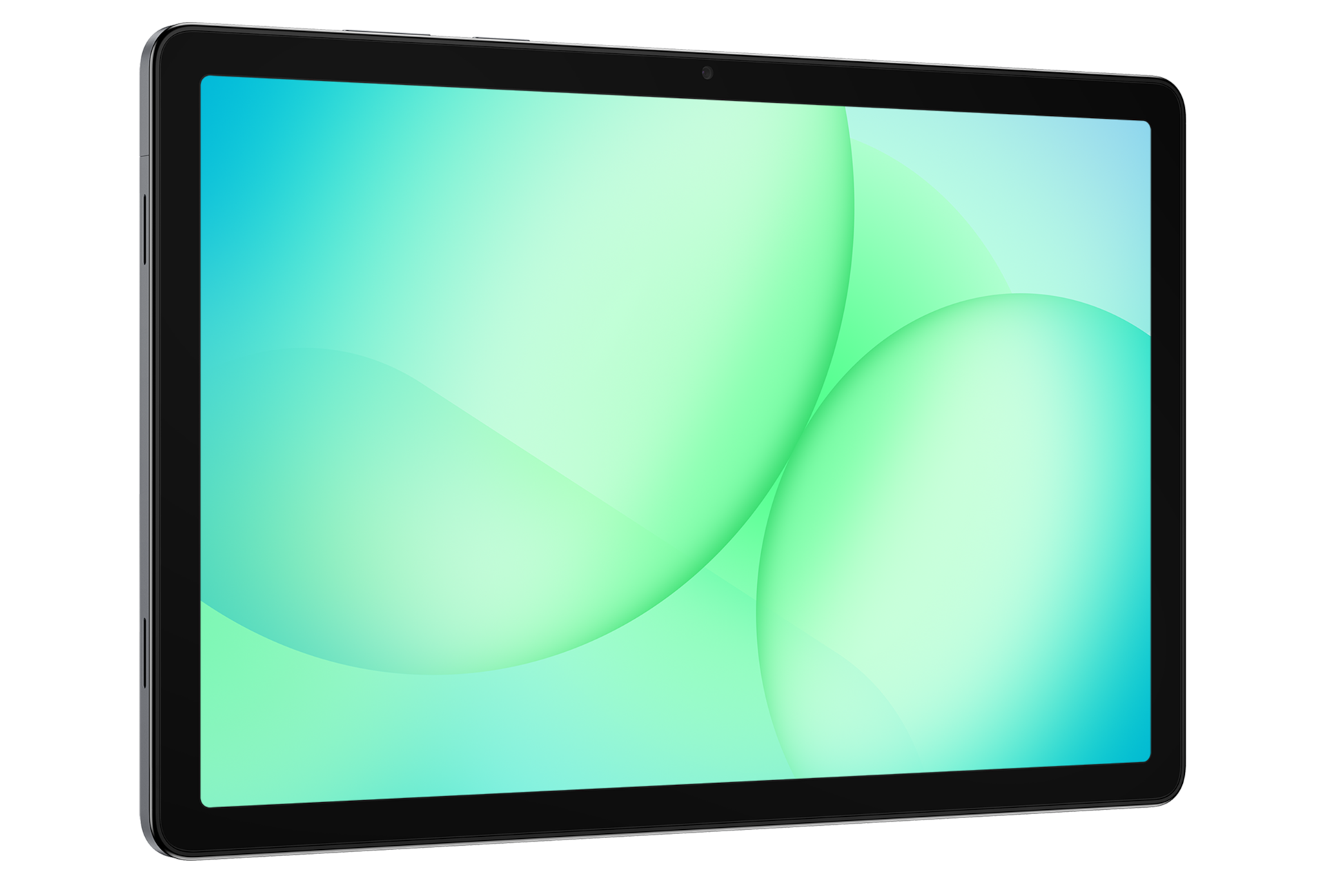 갤럭시 탭 A11+ 5G 그레이 디스플레이가 보이는 앞면 좌측 45도 