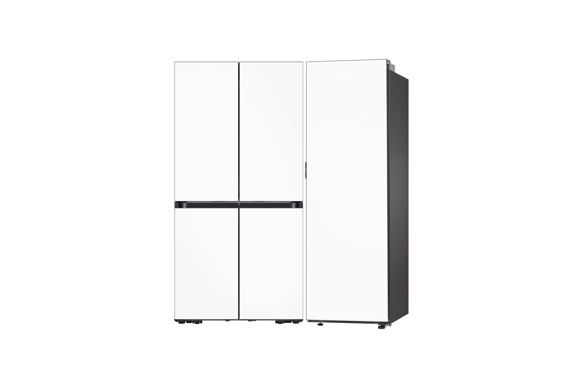 Bespoke AI 냉장고 4도어 키친핏 Max+냉동고 1도어 키친핏 640/347L 에센셜 화이트 정면